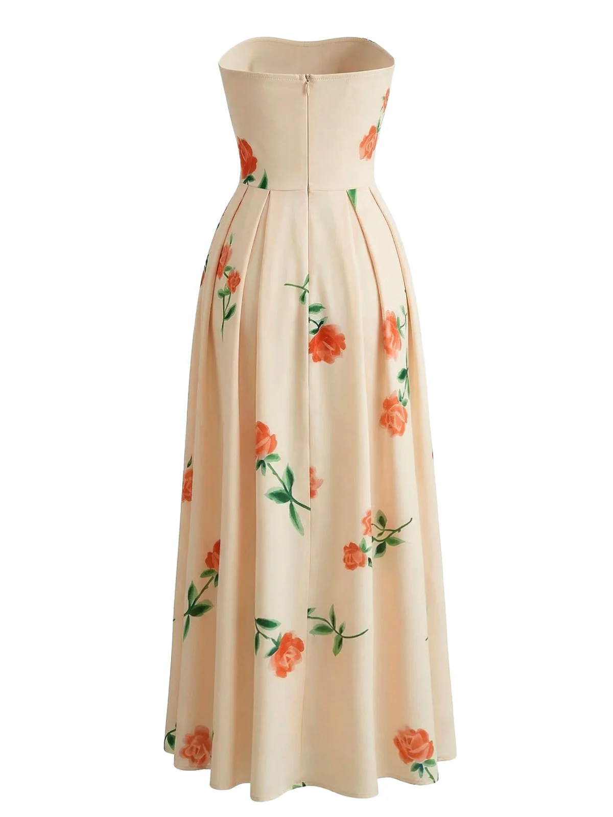 1940s Strapless Floral High Waist Swing Dress - Image 5