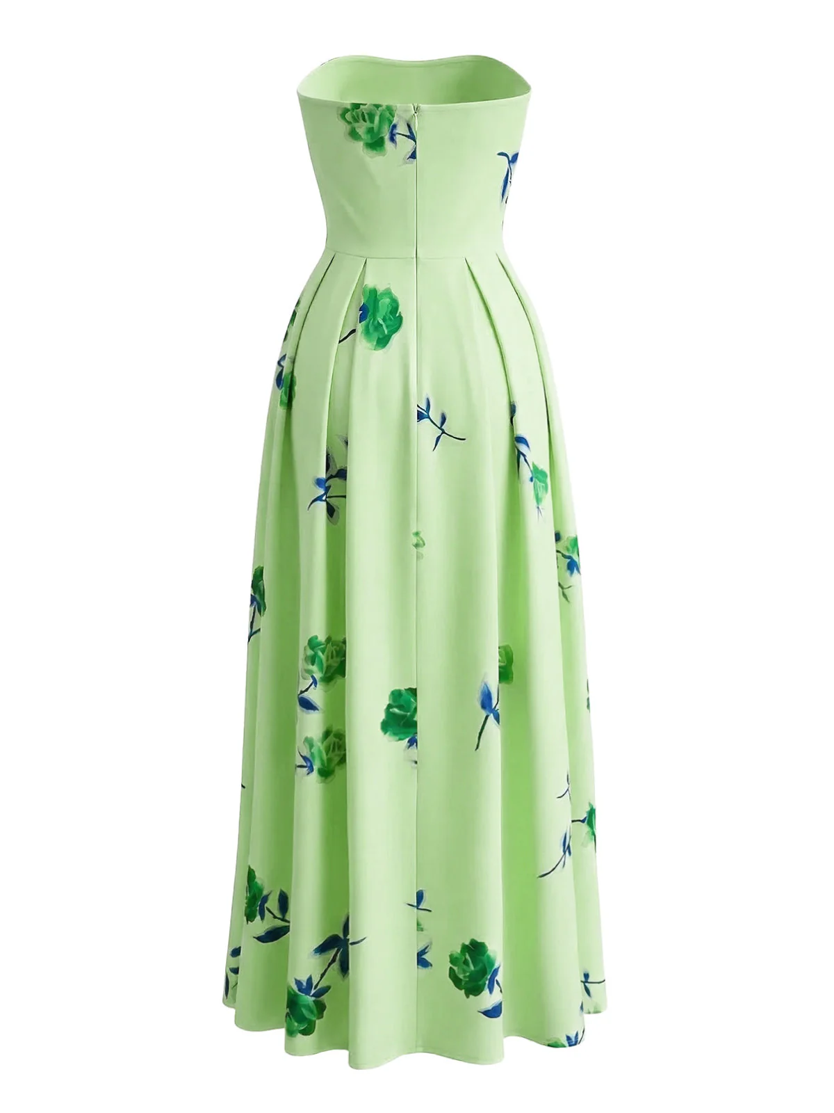 1940s Strapless Floral High Waist Swing Dress - Image 7