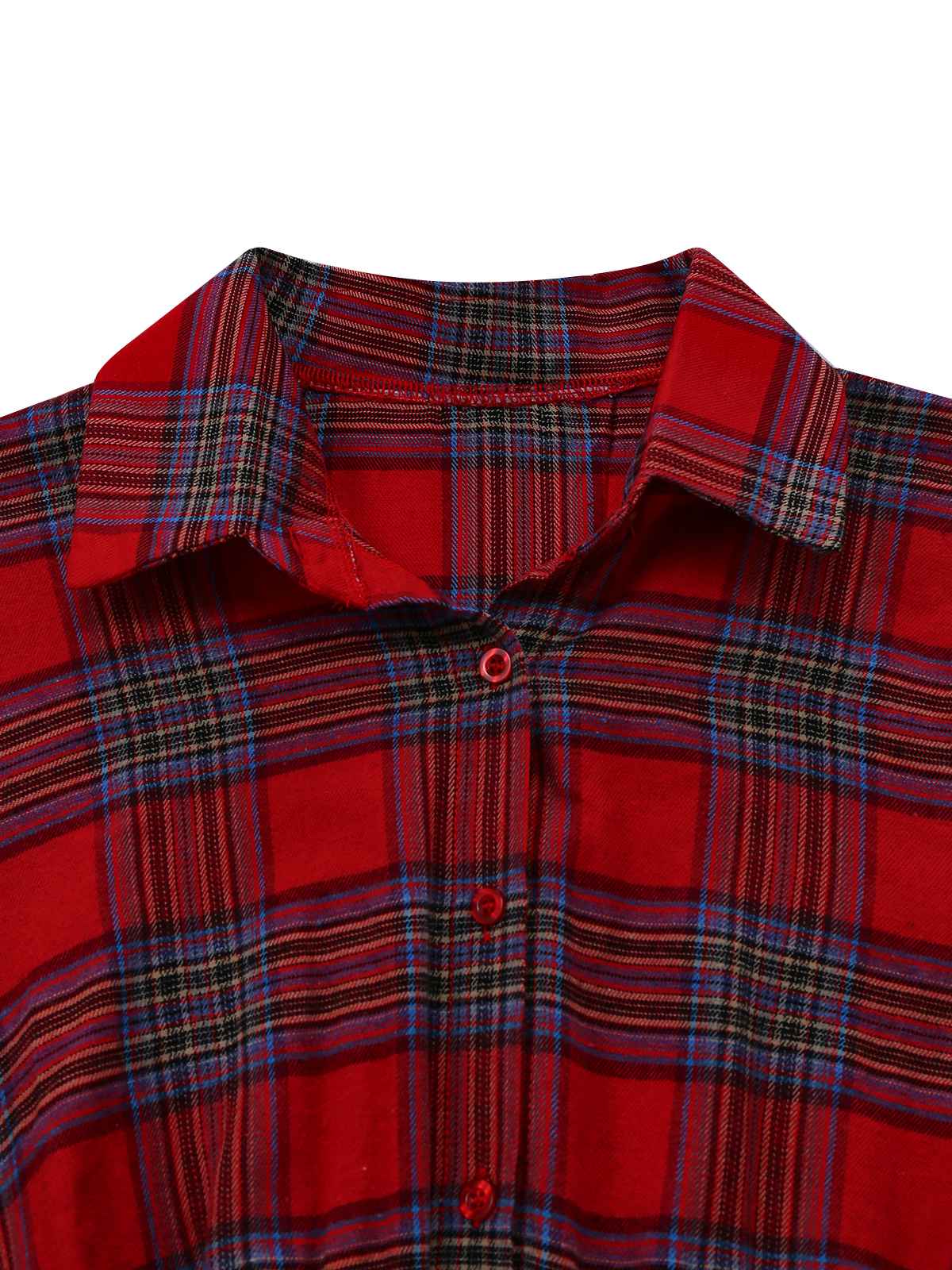 1940s Tartan Plaid Long Sleeve Belted Shirt Dress - Image 4