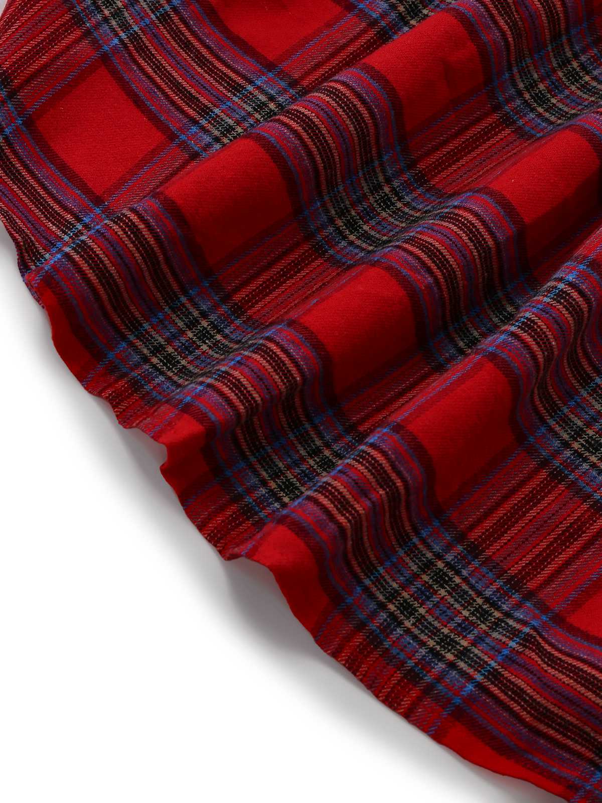 1940s Tartan Plaid Long Sleeve Belted Shirt Dress - Image 7