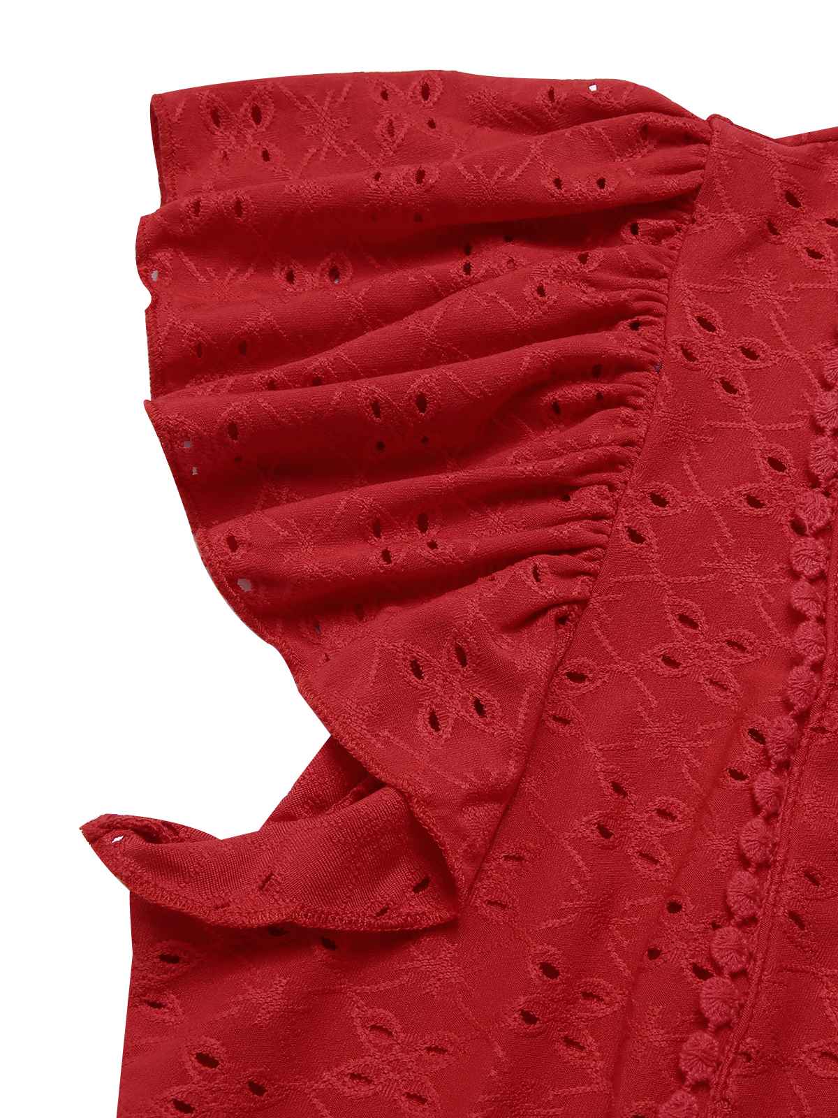 1940s Tie Front Eyelet Embroidered Blouse - Image 11
