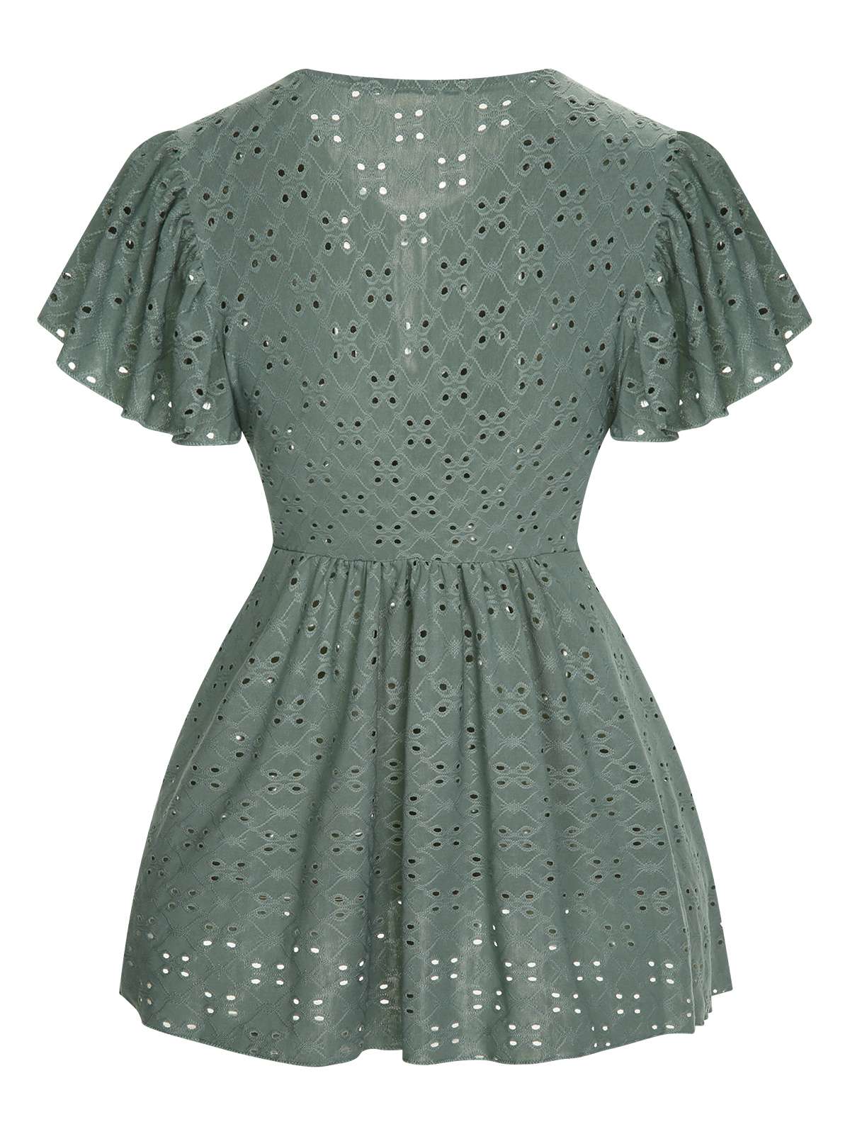 1940s Tie Front Eyelet Embroidered Blouse - Image 14