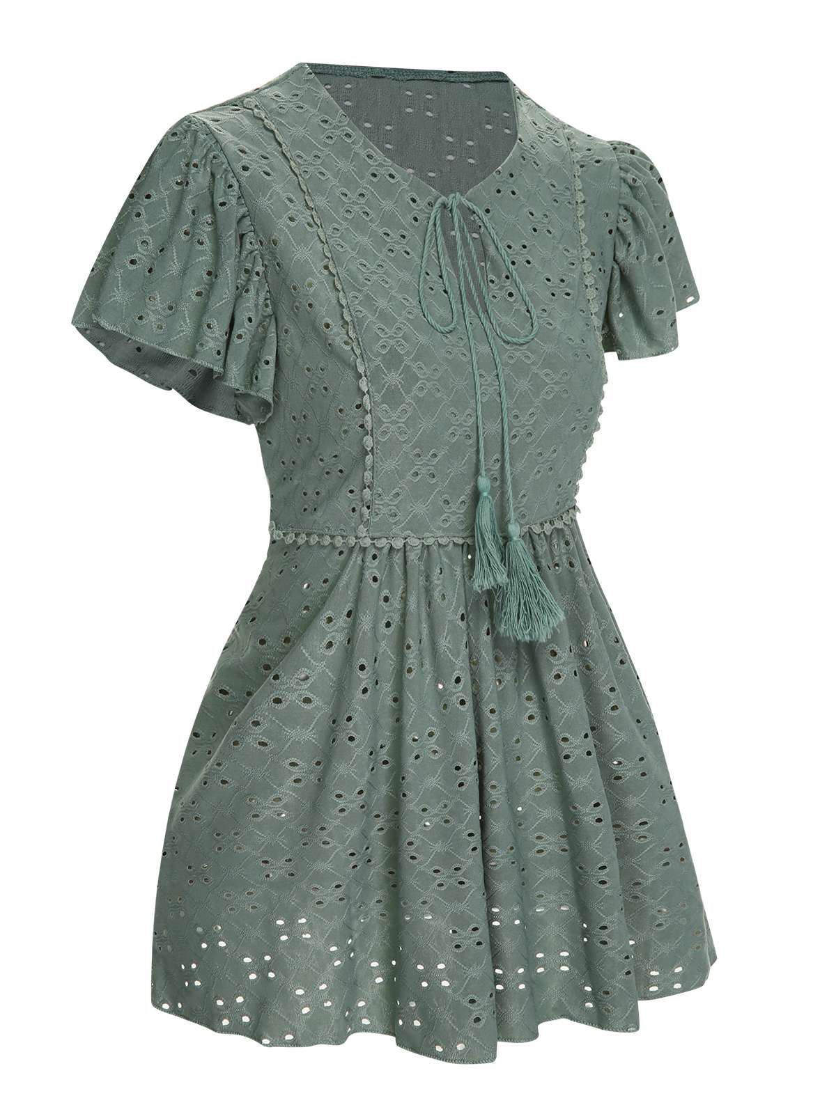 1940s Tie Front Eyelet Embroidered Blouse - Image 15