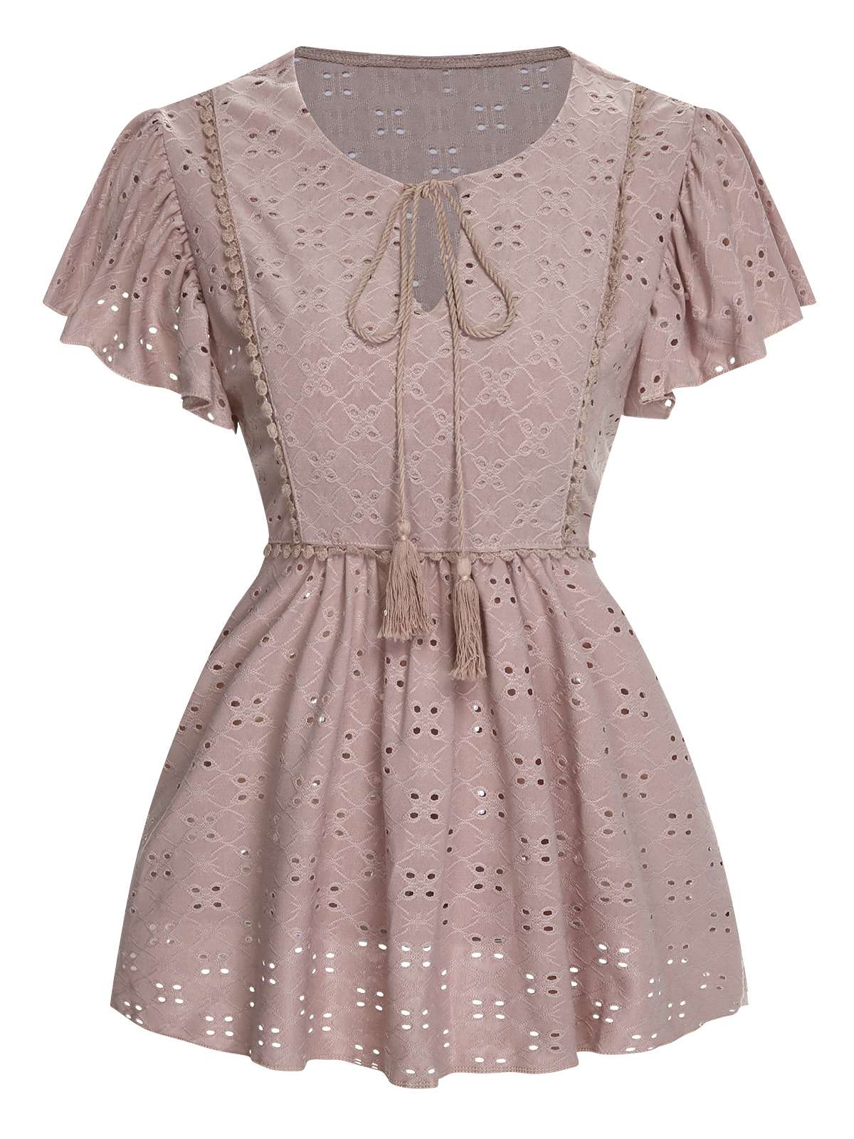 1940s Tie Front Eyelet Embroidered Blouse - Image 19