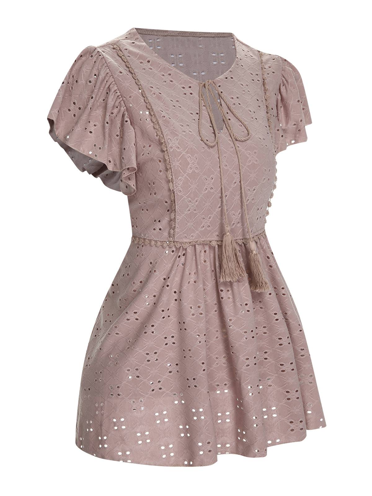 1940s Tie Front Eyelet Embroidered Blouse - Image 20