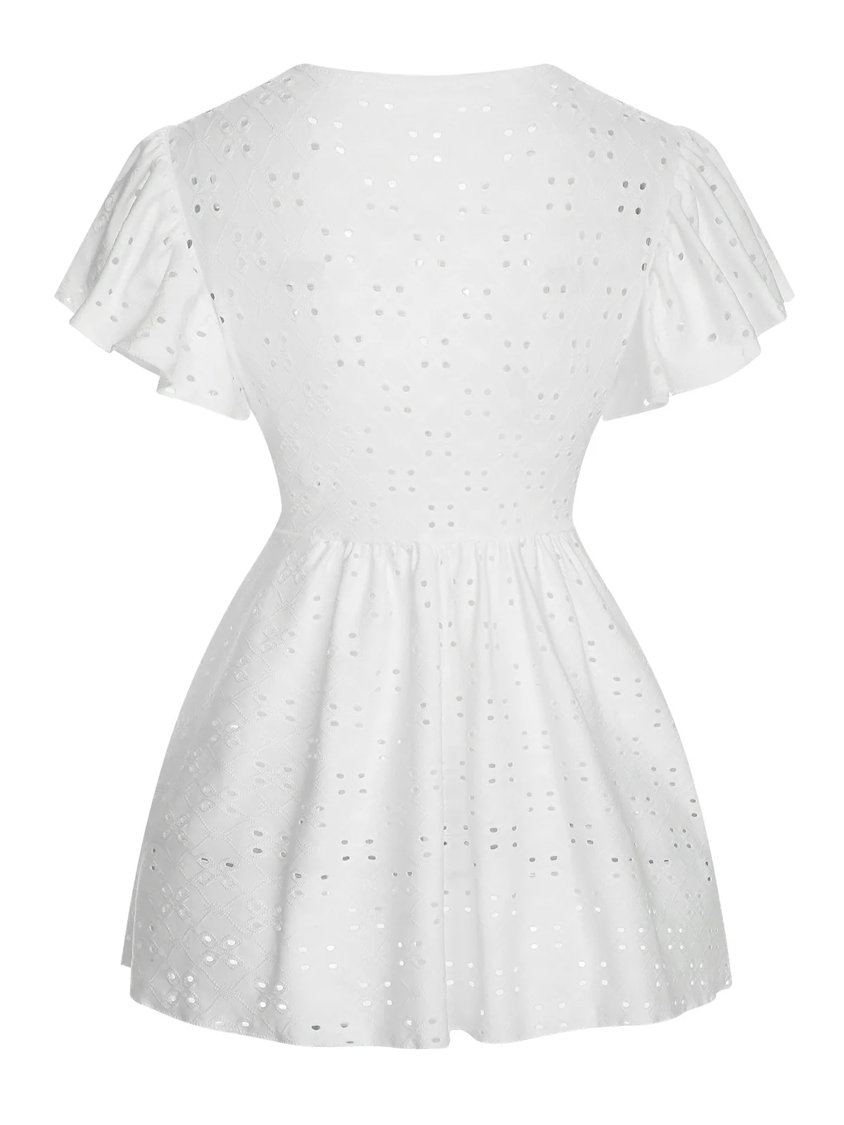 1940s Tie Front Eyelet Embroidered Blouse - Image 3