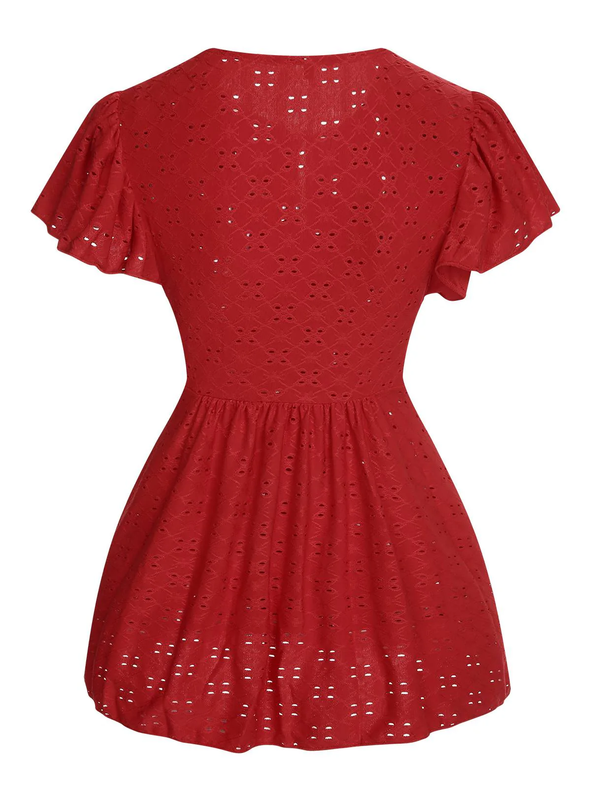 1940s Tie Front Eyelet Embroidered Blouse - Image 8