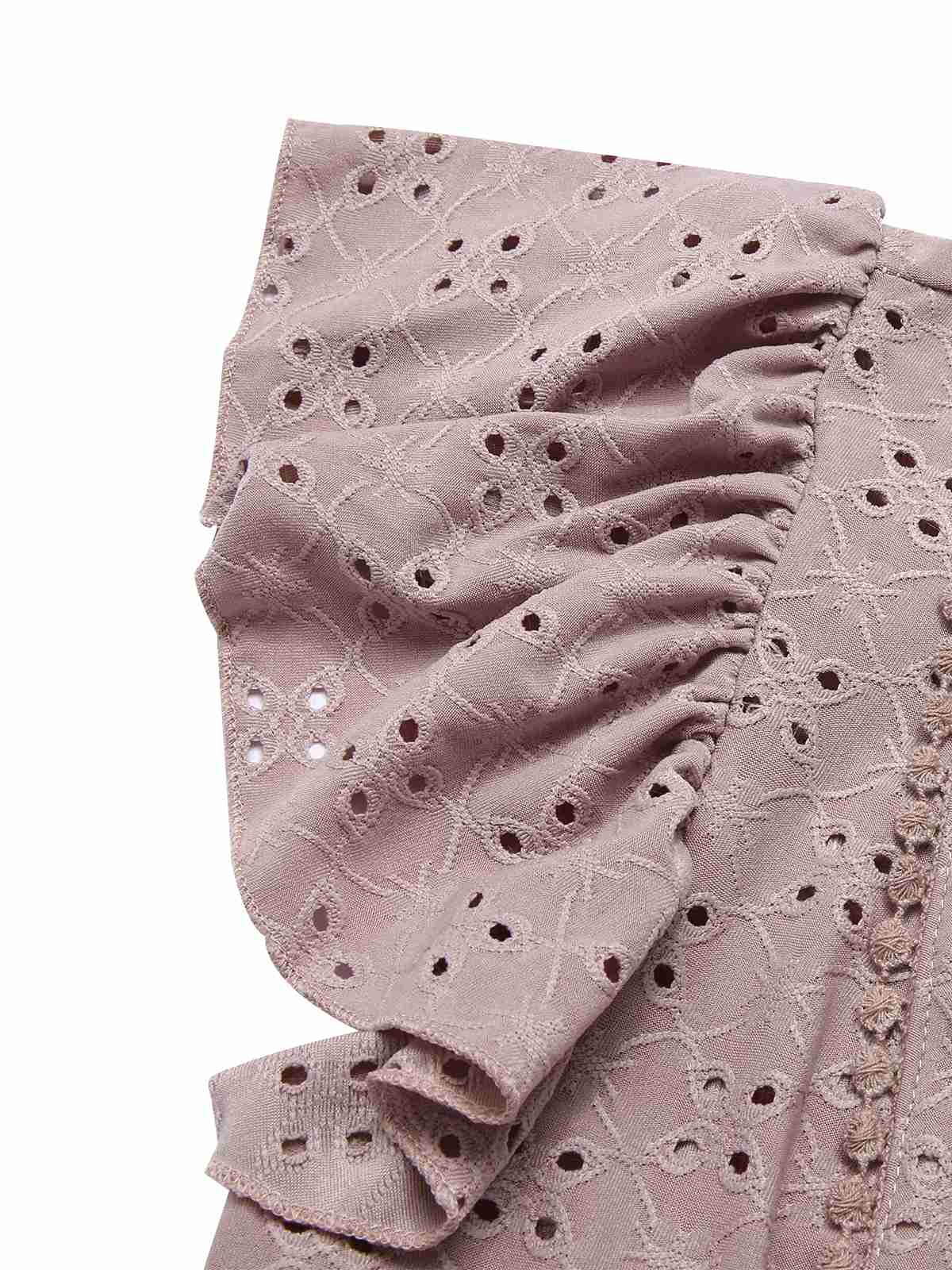 1940s Tie Front Eyelet Embroidered Blouse - Image 17