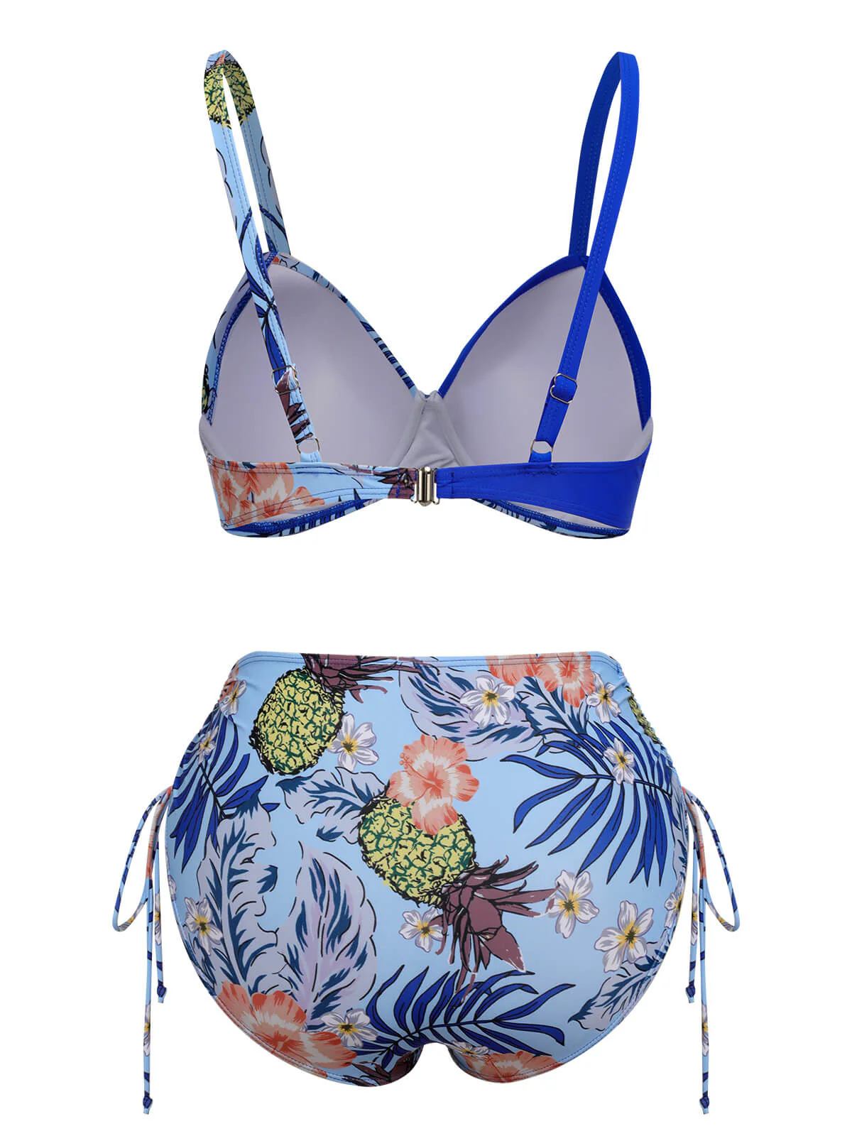 [Plus Size] 1940S Tropical Plant Patchwork Lace-Up Swimsuit - Image 18
