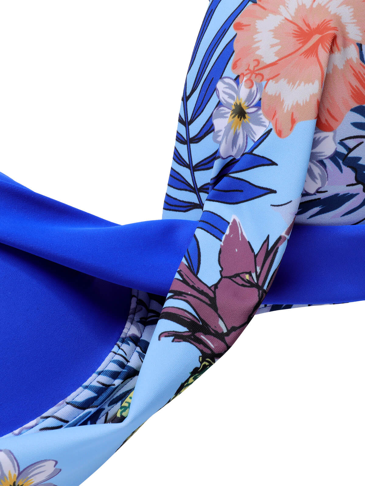[Plus Size] 1940S Tropical Plant Patchwork Lace-Up Swimsuit - Image 19