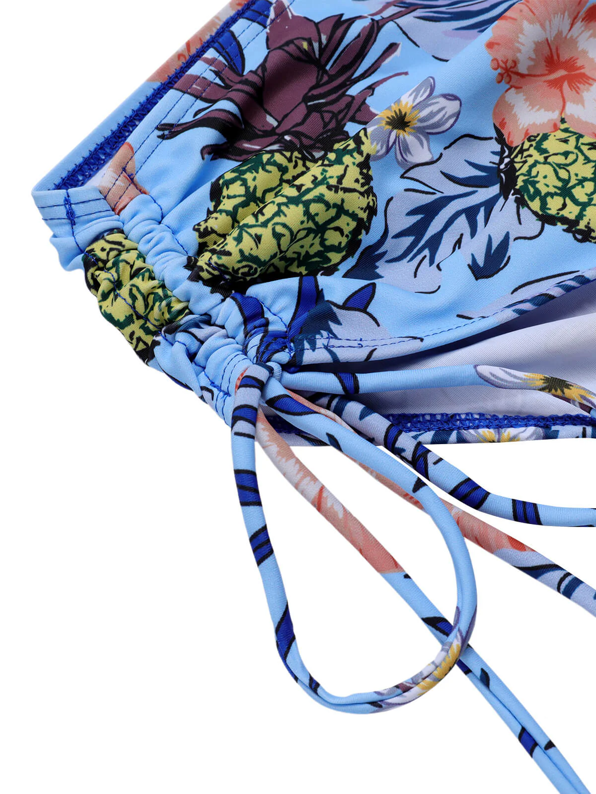 [Plus Size] 1940S Tropical Plant Patchwork Lace-Up Swimsuit - Image 20