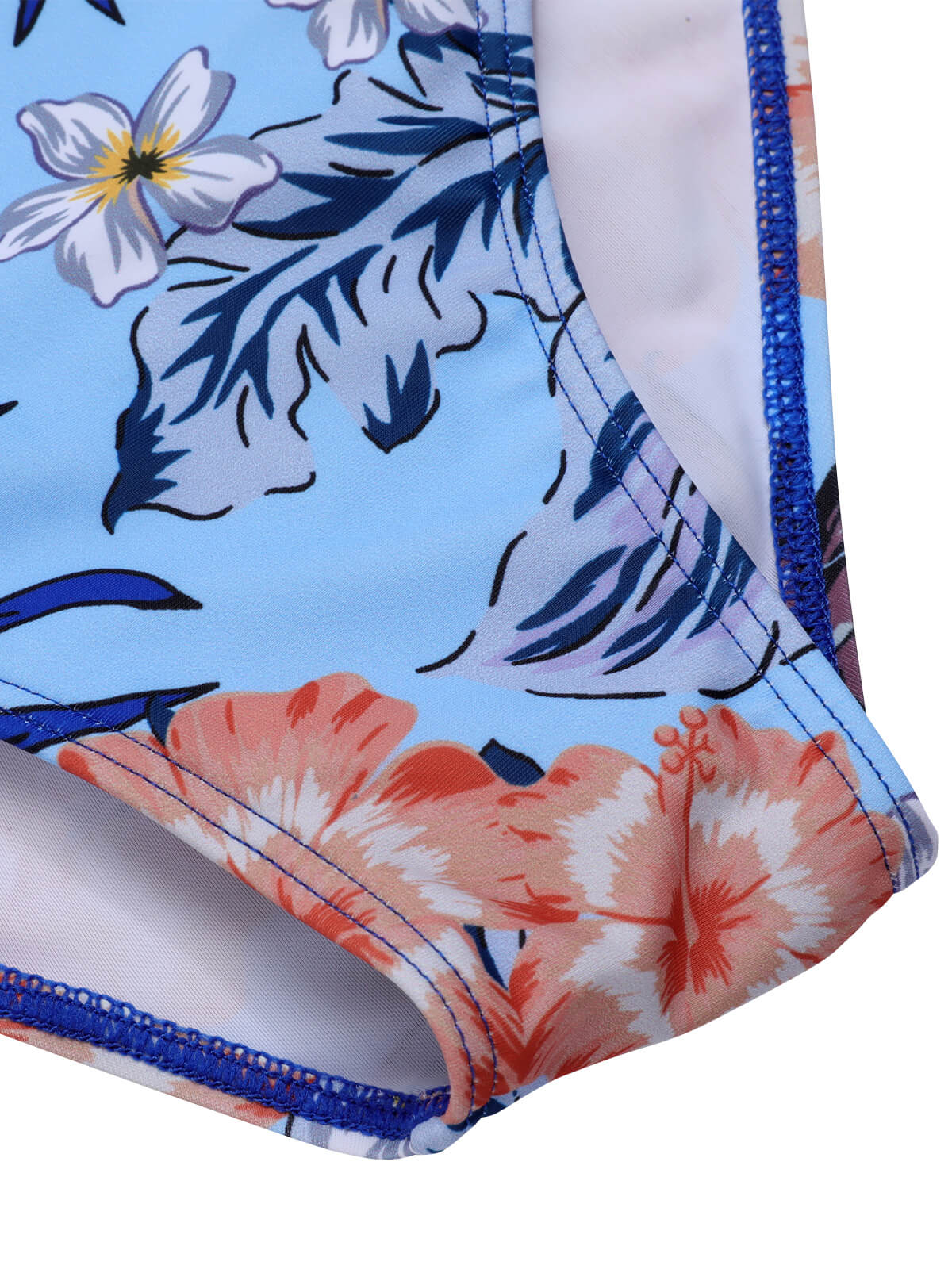 [Plus Size] 1940S Tropical Plant Patchwork Lace-Up Swimsuit - Image 21