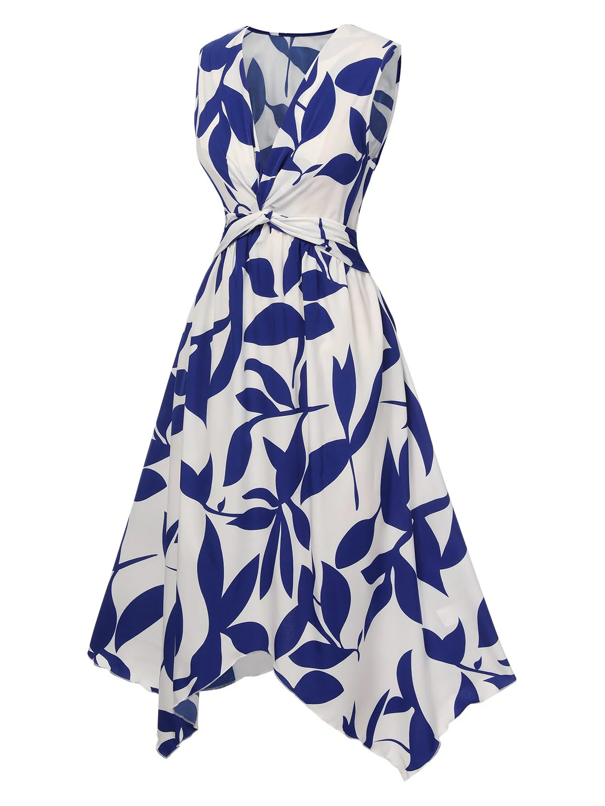 1940s Twisted Irregular Hem Sleeveless Dress - Image 11