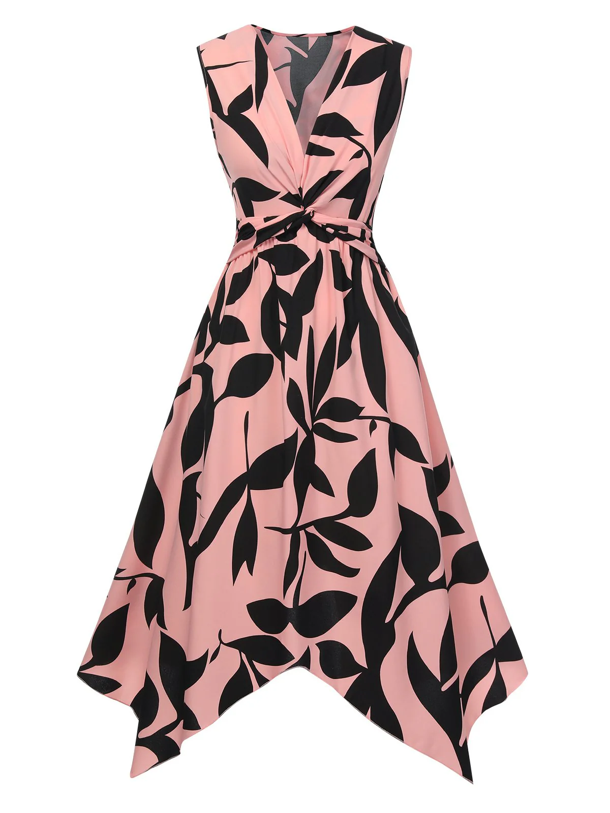 1940s Twisted Irregular Hem Sleeveless Dress - Image 13