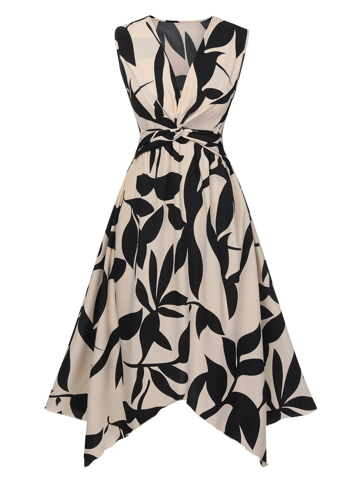 1940s Twisted Irregular Hem Sleeveless Dress - Image 2