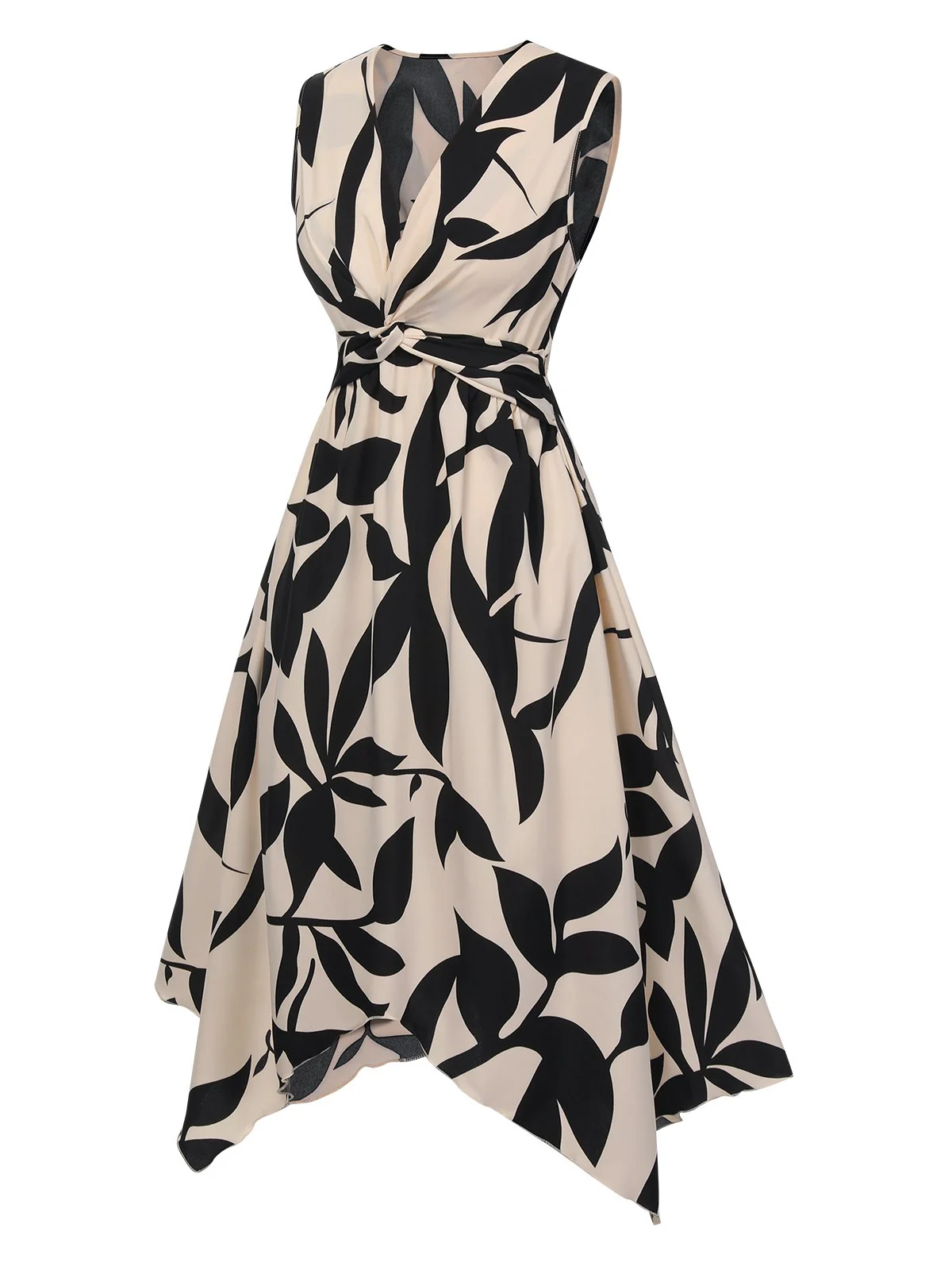 1940s Twisted Irregular Hem Sleeveless Dress - Image 3