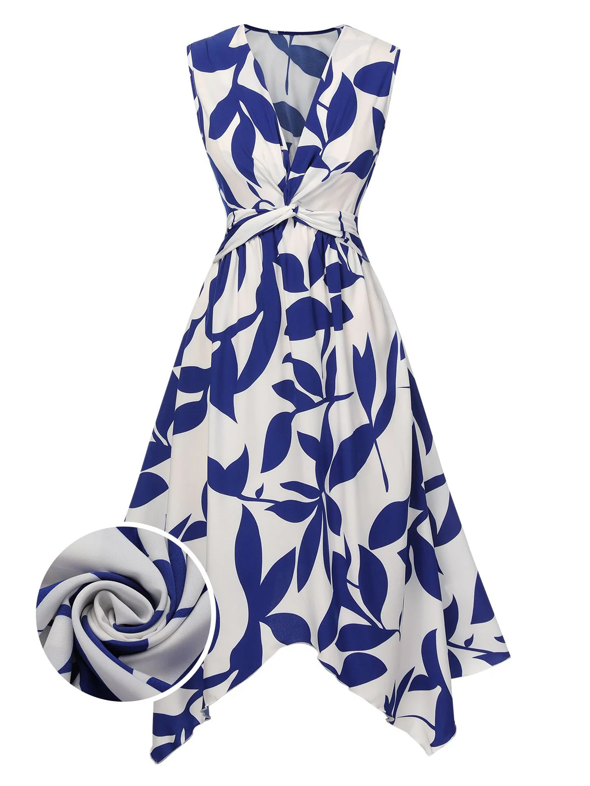 1940s Twisted Irregular Hem Sleeveless Dress - Image 8