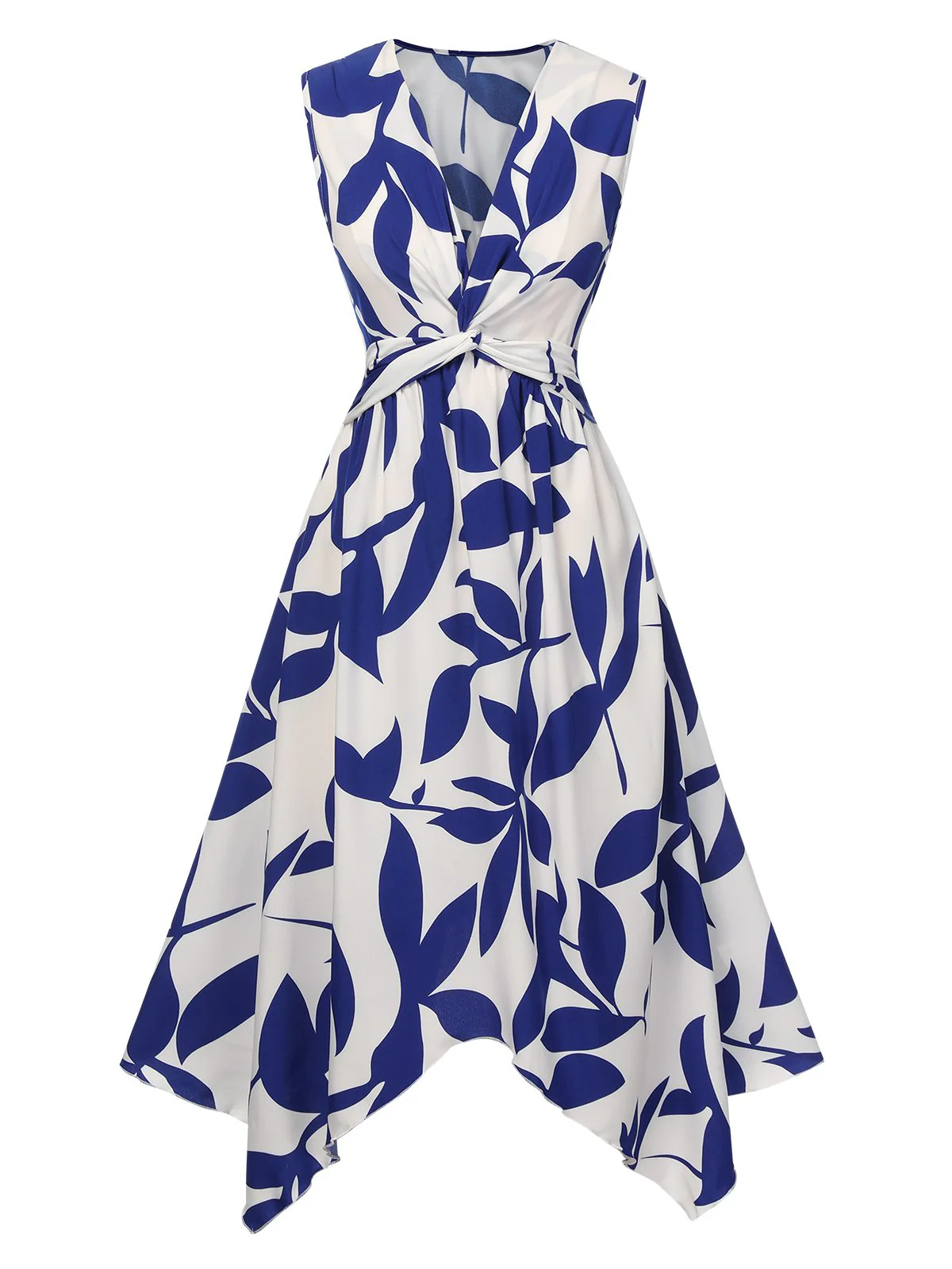 1940s Twisted Irregular Hem Sleeveless Dress - Image 9