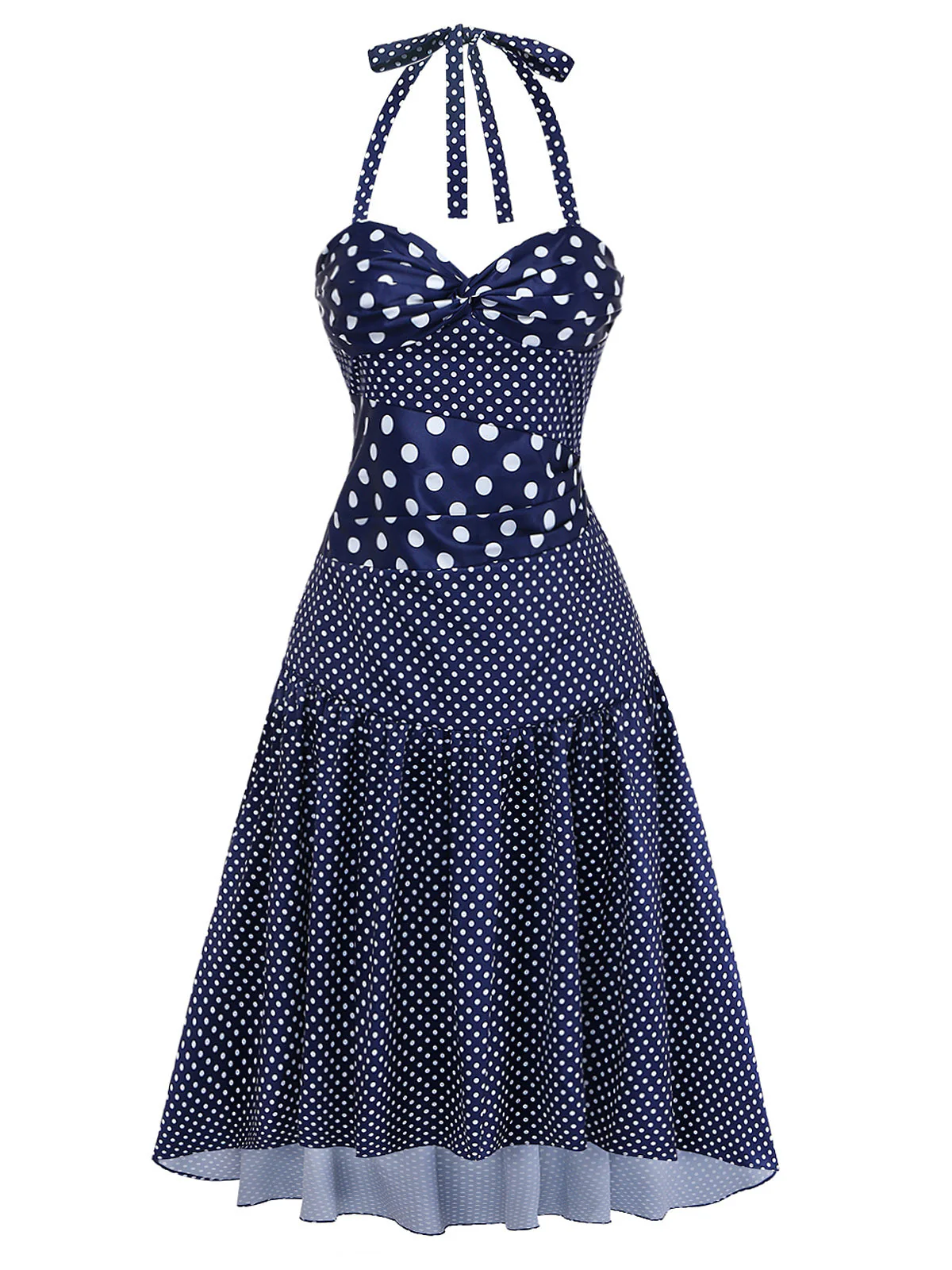 [Pre-Sale] 1940s Twisted Pleated Asymmetrical Hem Dress - Image 2