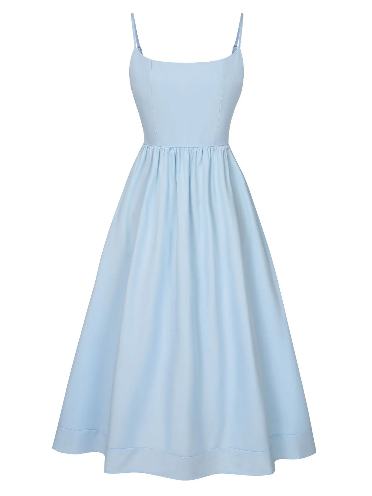 1940s U-Neck Spaghetti Strap Pleated Dress - Image 11