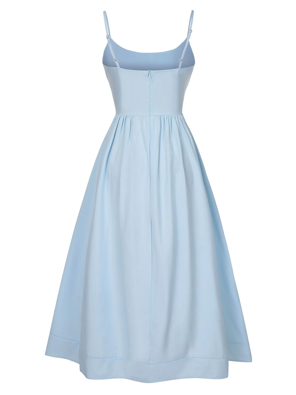 1940s U-Neck Spaghetti Strap Pleated Dress - Image 12