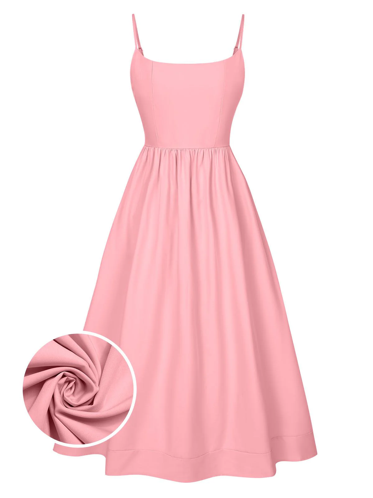 1940s U-Neck Spaghetti Strap Pleated Dress - Image 16