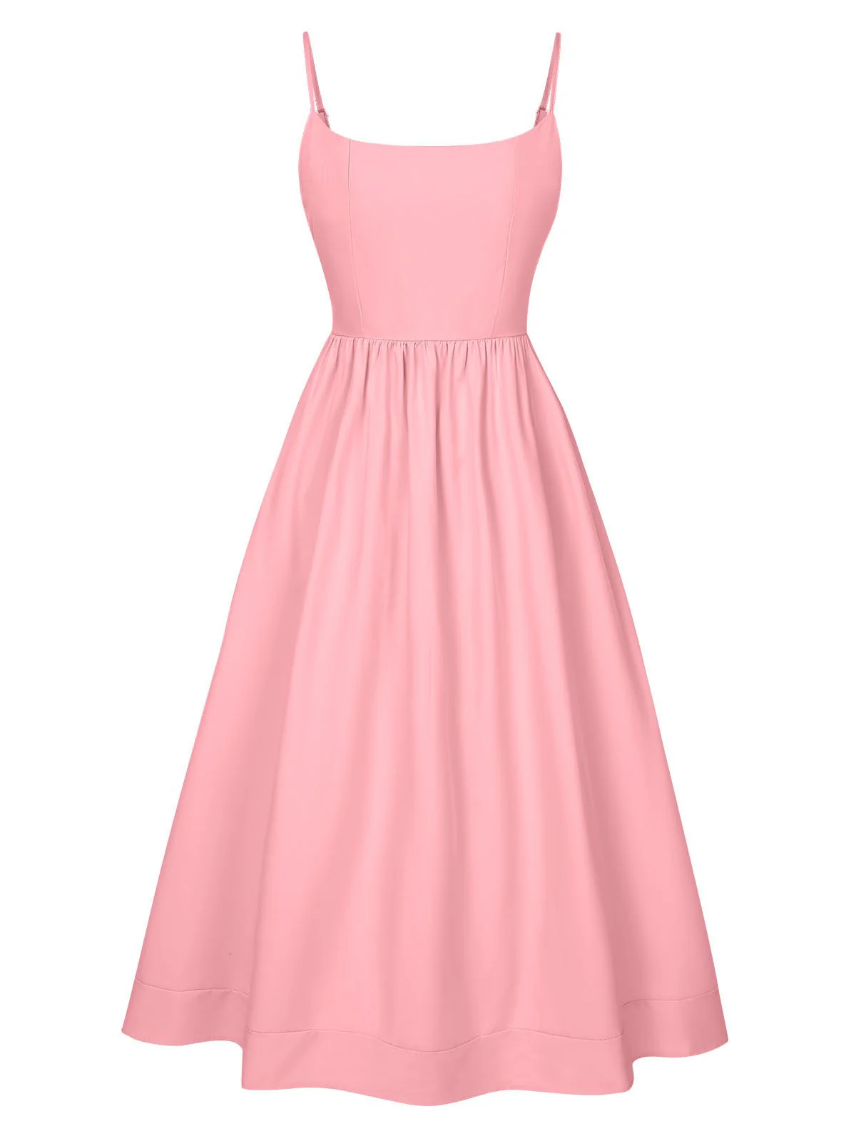1940s U-Neck Spaghetti Strap Pleated Dress - Image 17