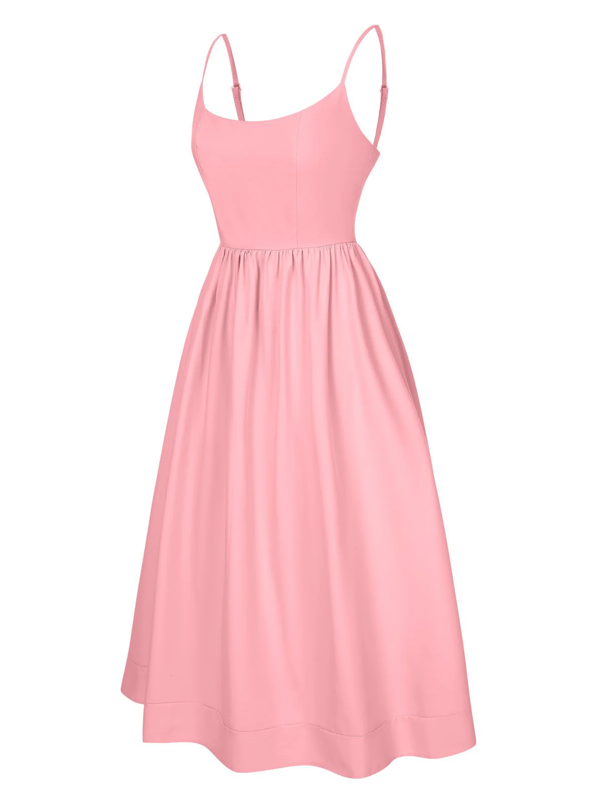 1940s U-Neck Spaghetti Strap Pleated Dress - Image 19