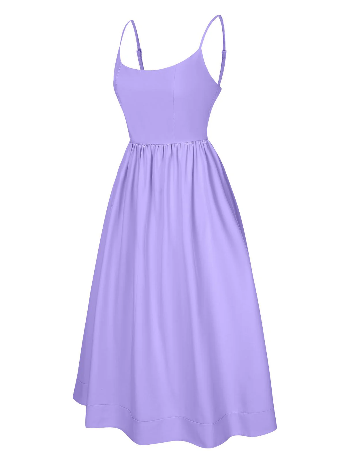 1940s U-Neck Spaghetti Strap Pleated Dress - Image 2