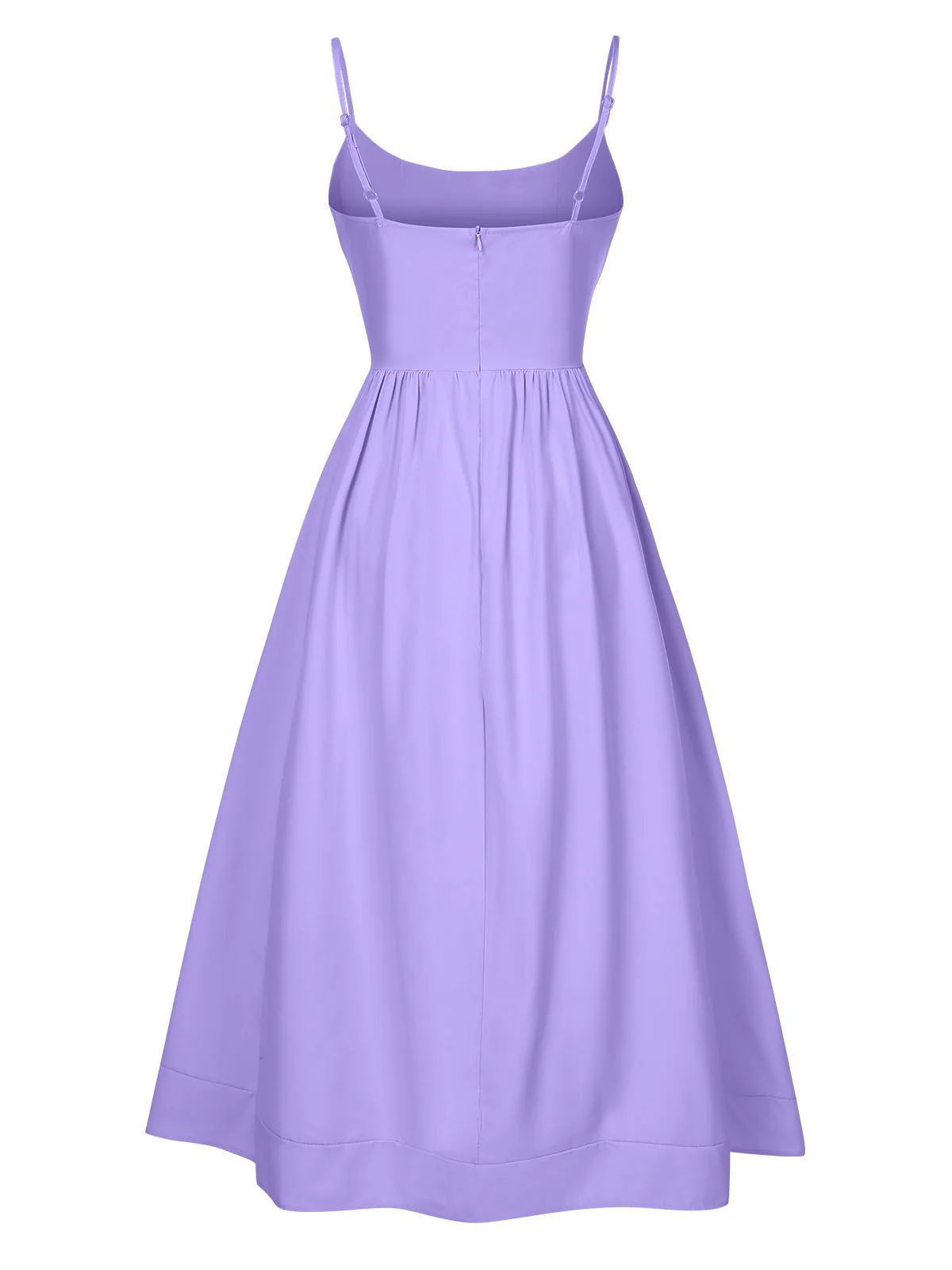 1940s U-Neck Spaghetti Strap Pleated Dress - Image 3