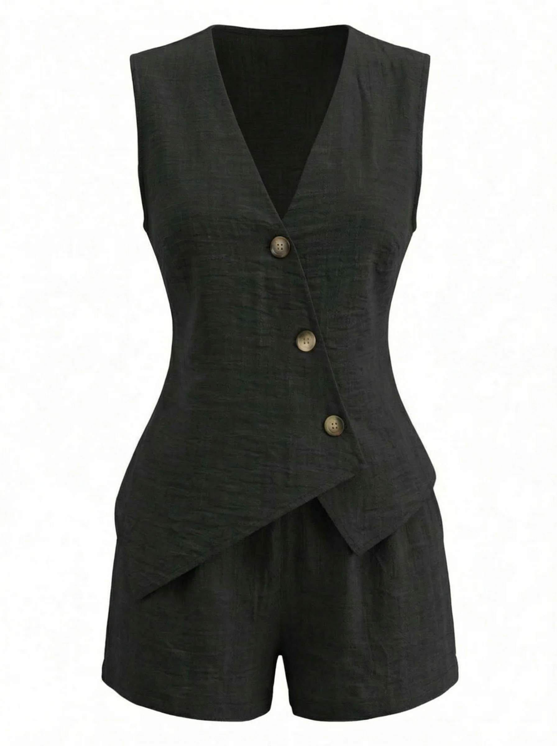1940s V-Neck Lace-Up Vest & Shorts Set - Image 4