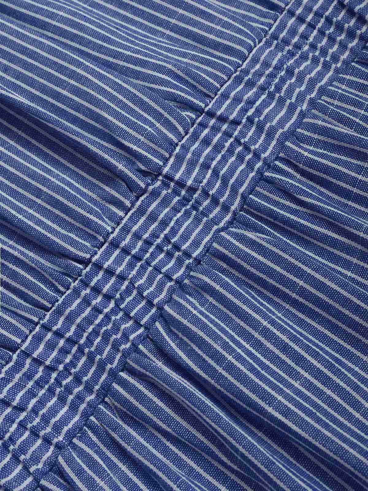 1940s V-Neck Pockets Belted Stripe Romper - Image 12