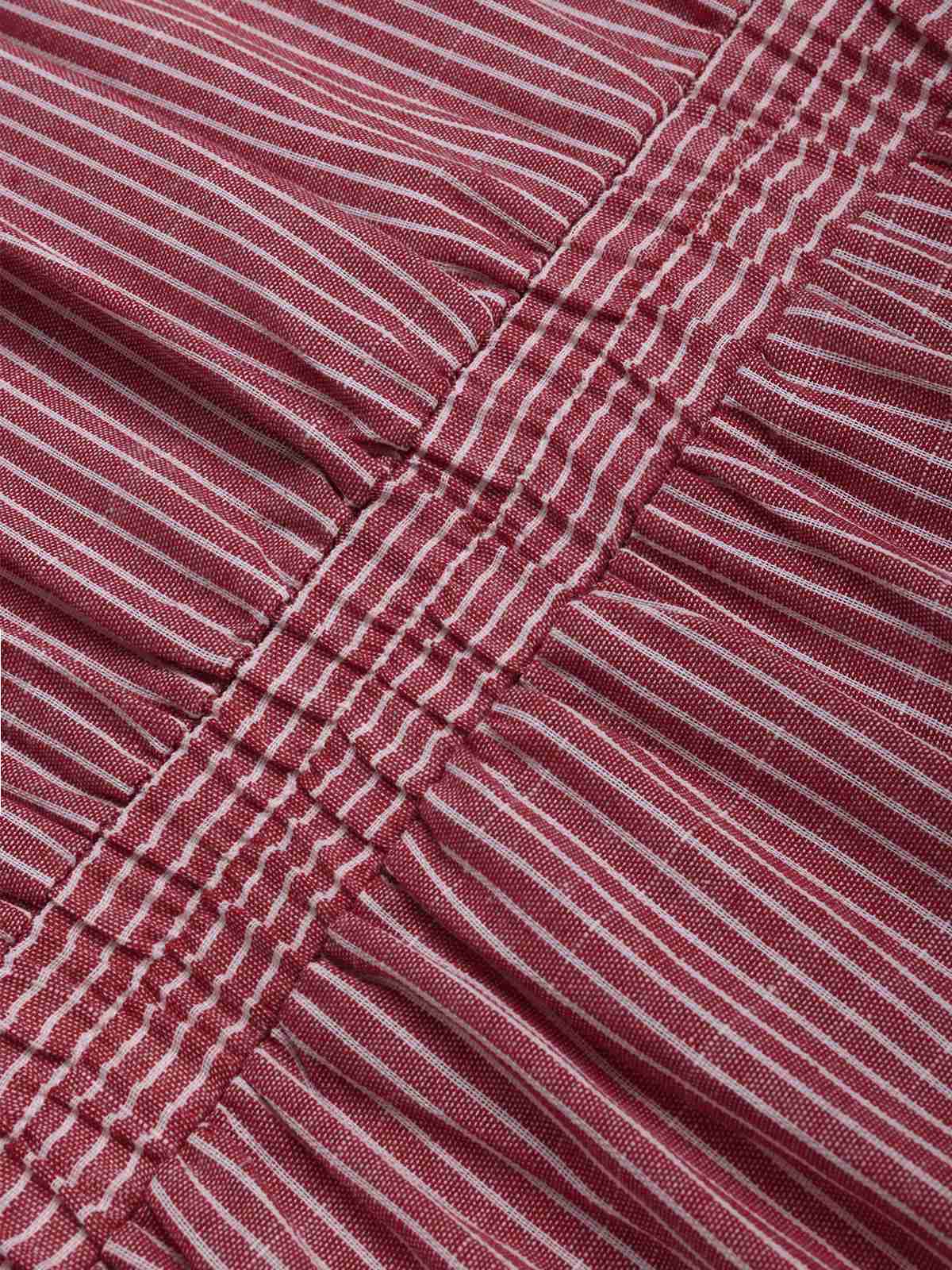 1940s V-Neck Pockets Belted Stripe Romper - Image 8