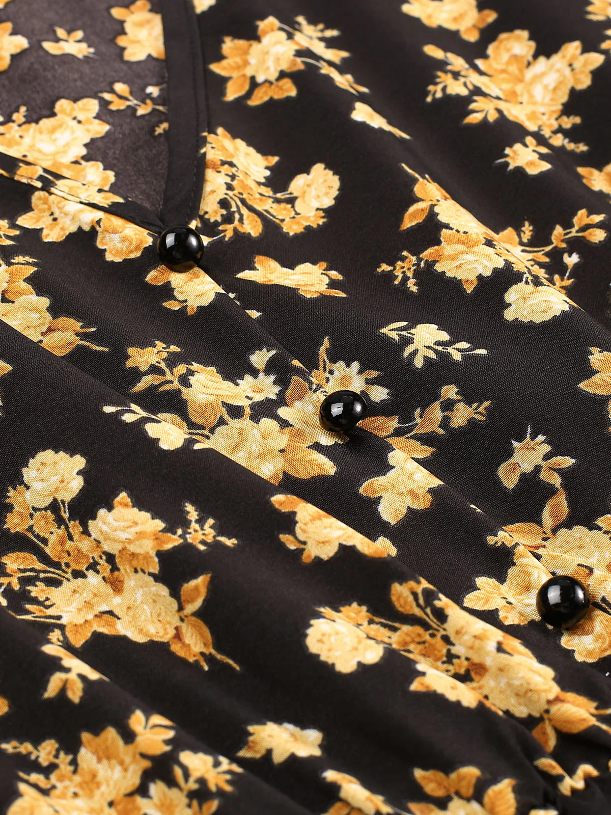 1940s V-Neck Ruffle Boho Floral Midi Dress - Image 8