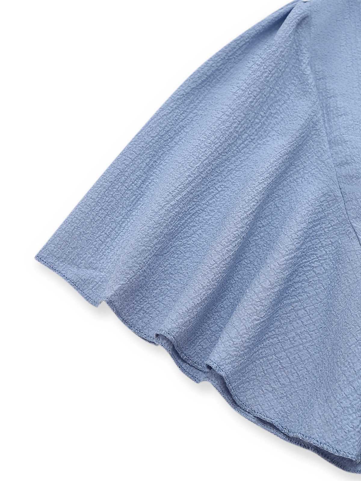 1940s V-Neck Ruffled Sleeve Slit Dress - Image 4