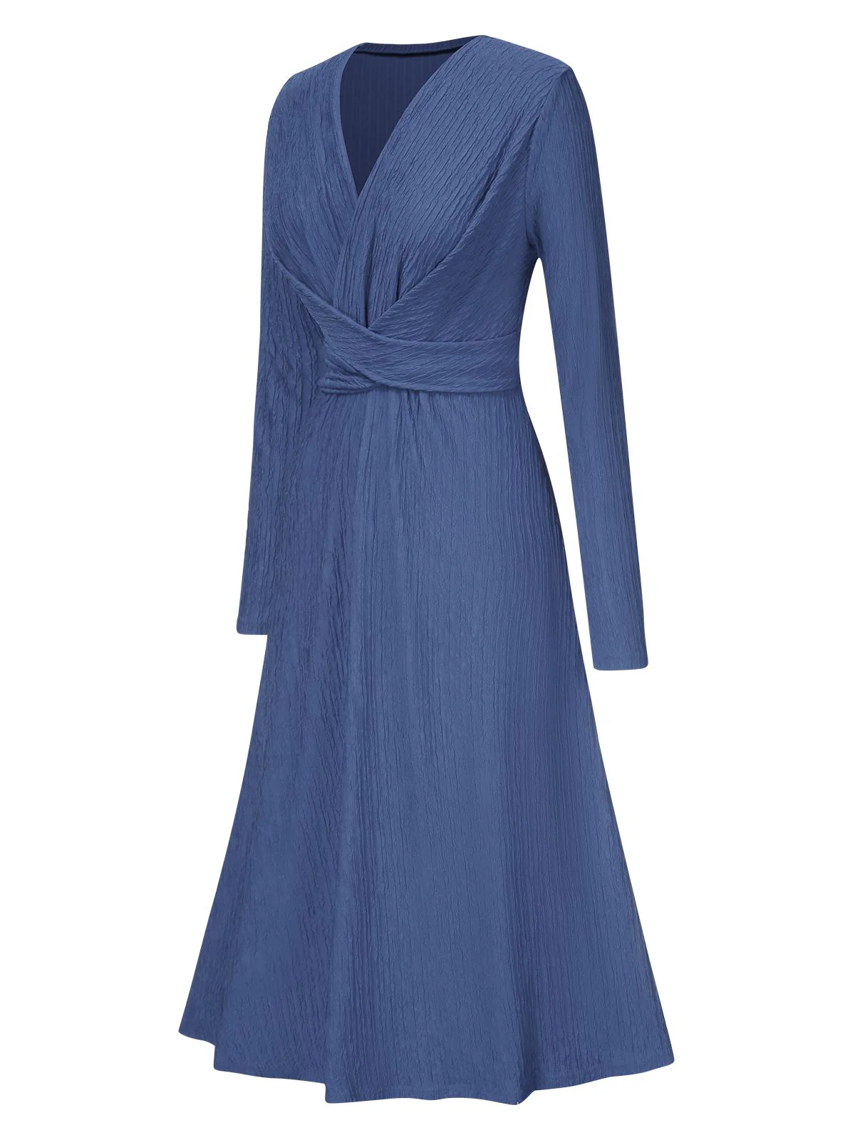 1940s V-Neck Wrap Waist A-Line Midi Dress - Image 11
