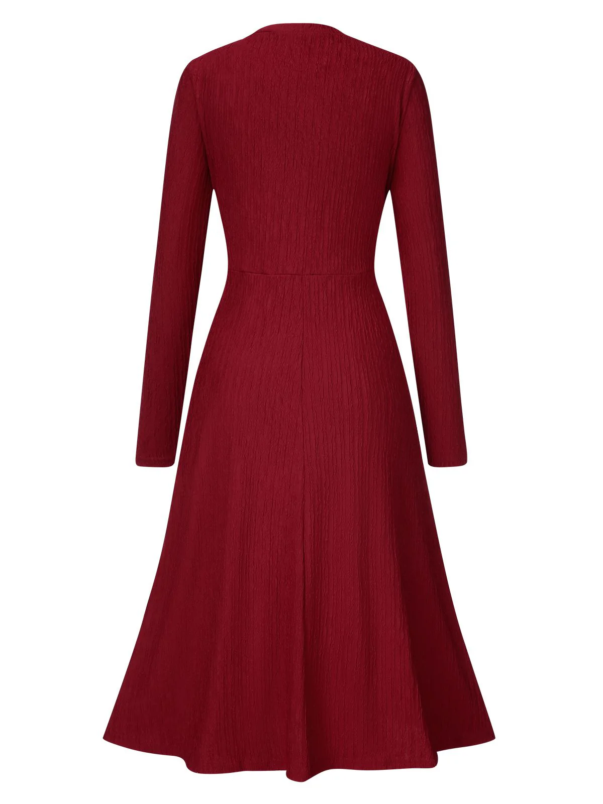 1940s V-Neck Wrap Waist A-Line Midi Dress - Image 2