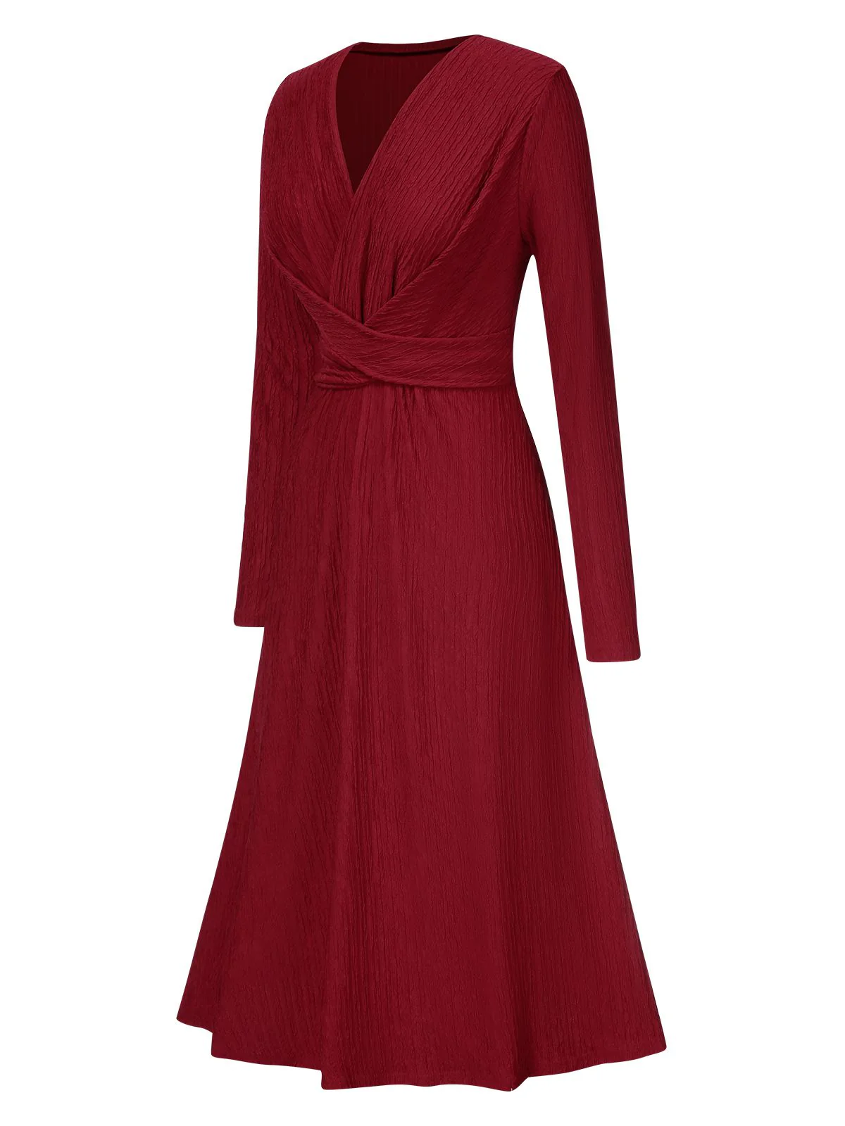 1940s V-Neck Wrap Waist A-Line Midi Dress - Image 3