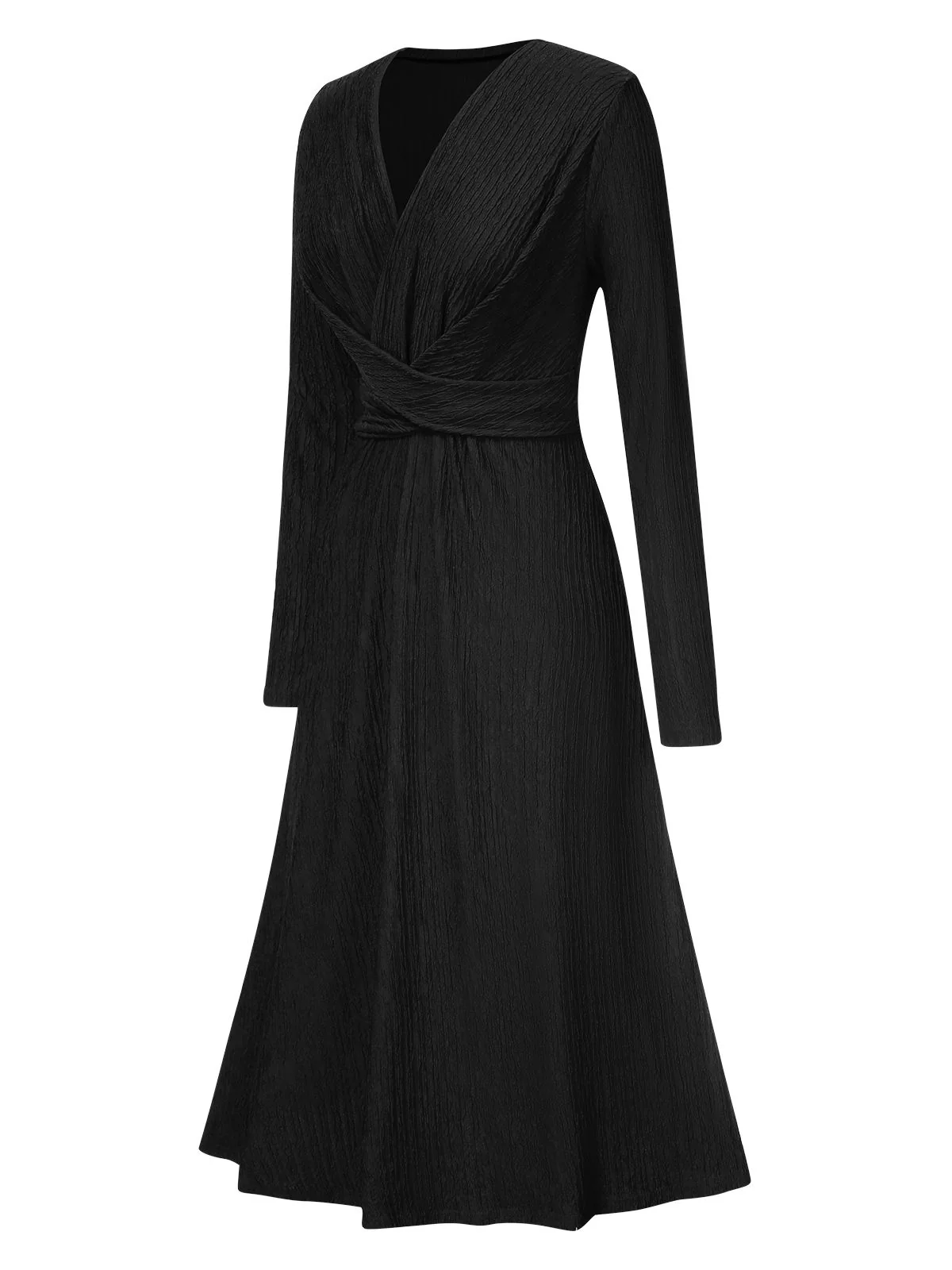 1940s V-Neck Wrap Waist A-Line Midi Dress - Image 7