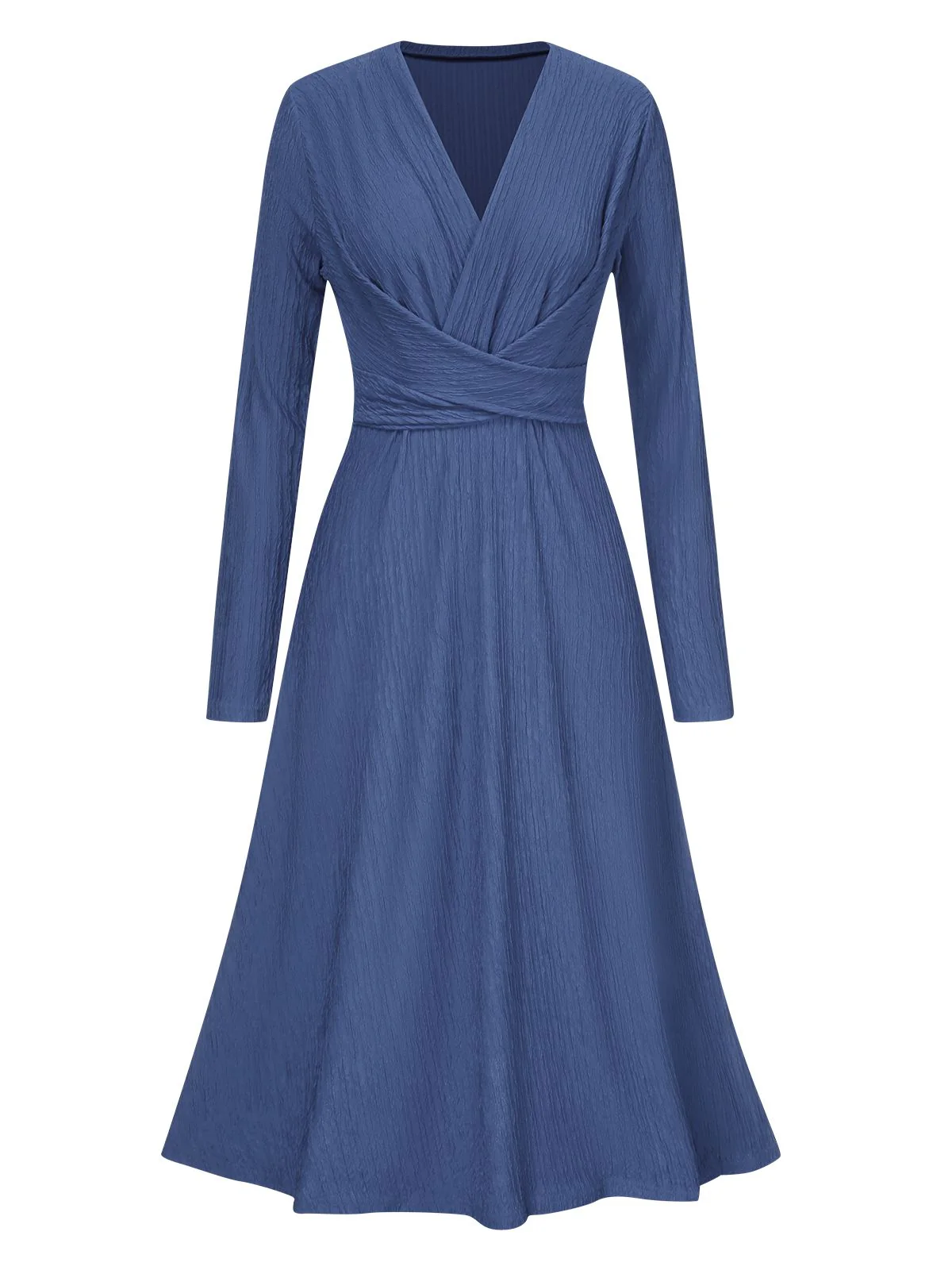 1940s V-Neck Wrap Waist A-Line Midi Dress - Image 9