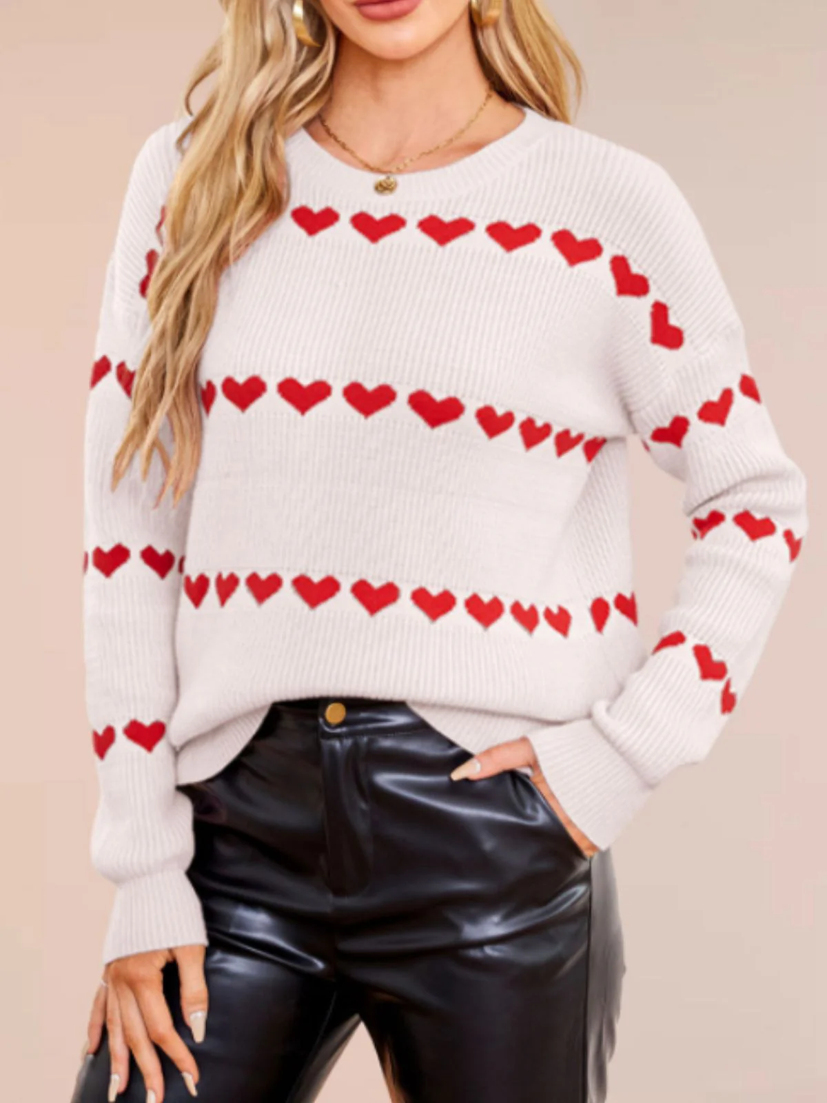 1940s Valentine's Day Heart Knitted Sweater - Image 11