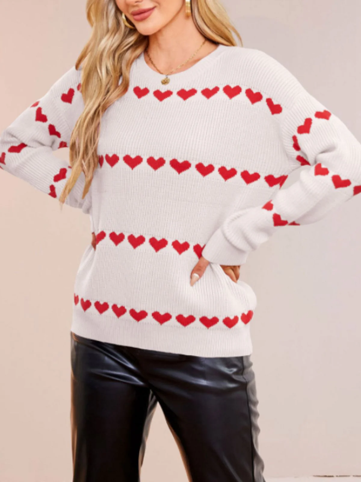 1940s Valentine's Day Heart Knitted Sweater - Image 12