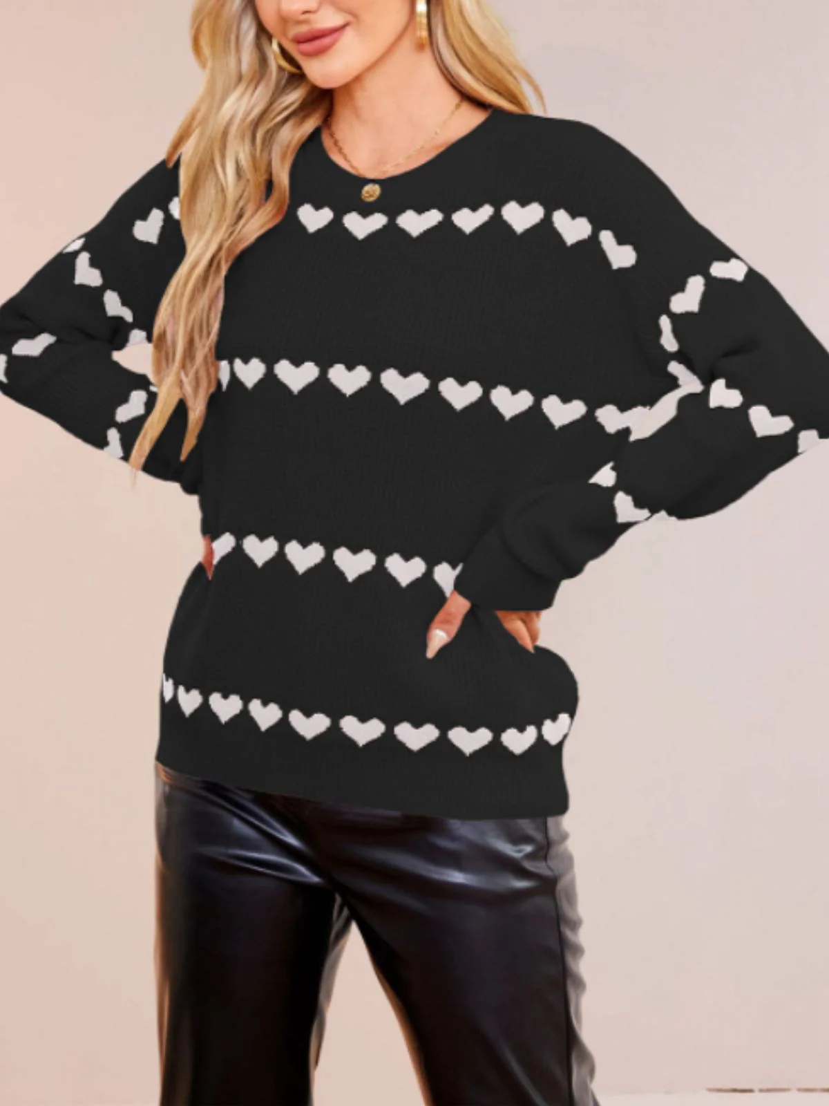 1940s Valentine's Day Heart Knitted Sweater - Image 14