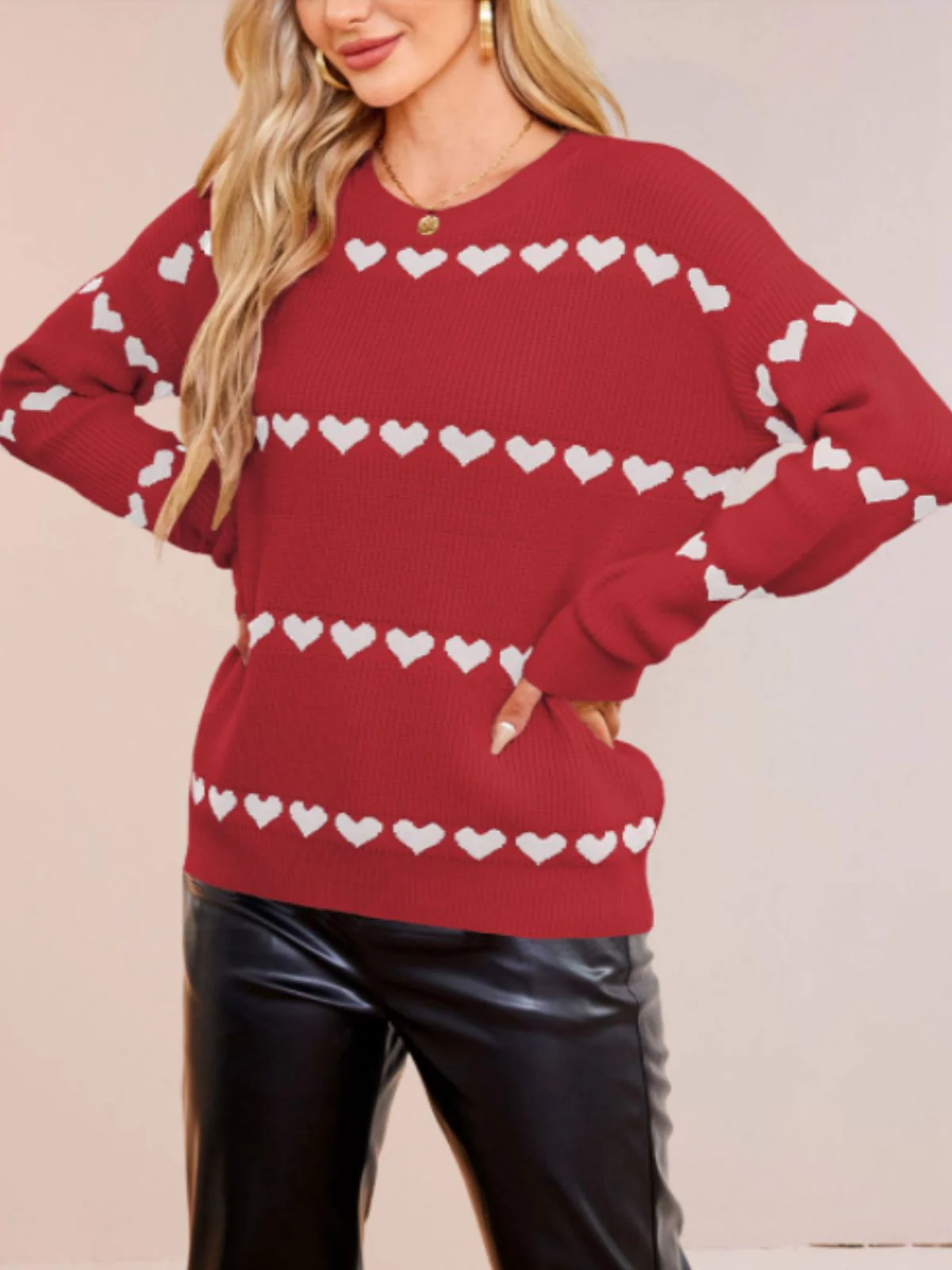1940s Valentine's Day Heart Knitted Sweater - Image 17