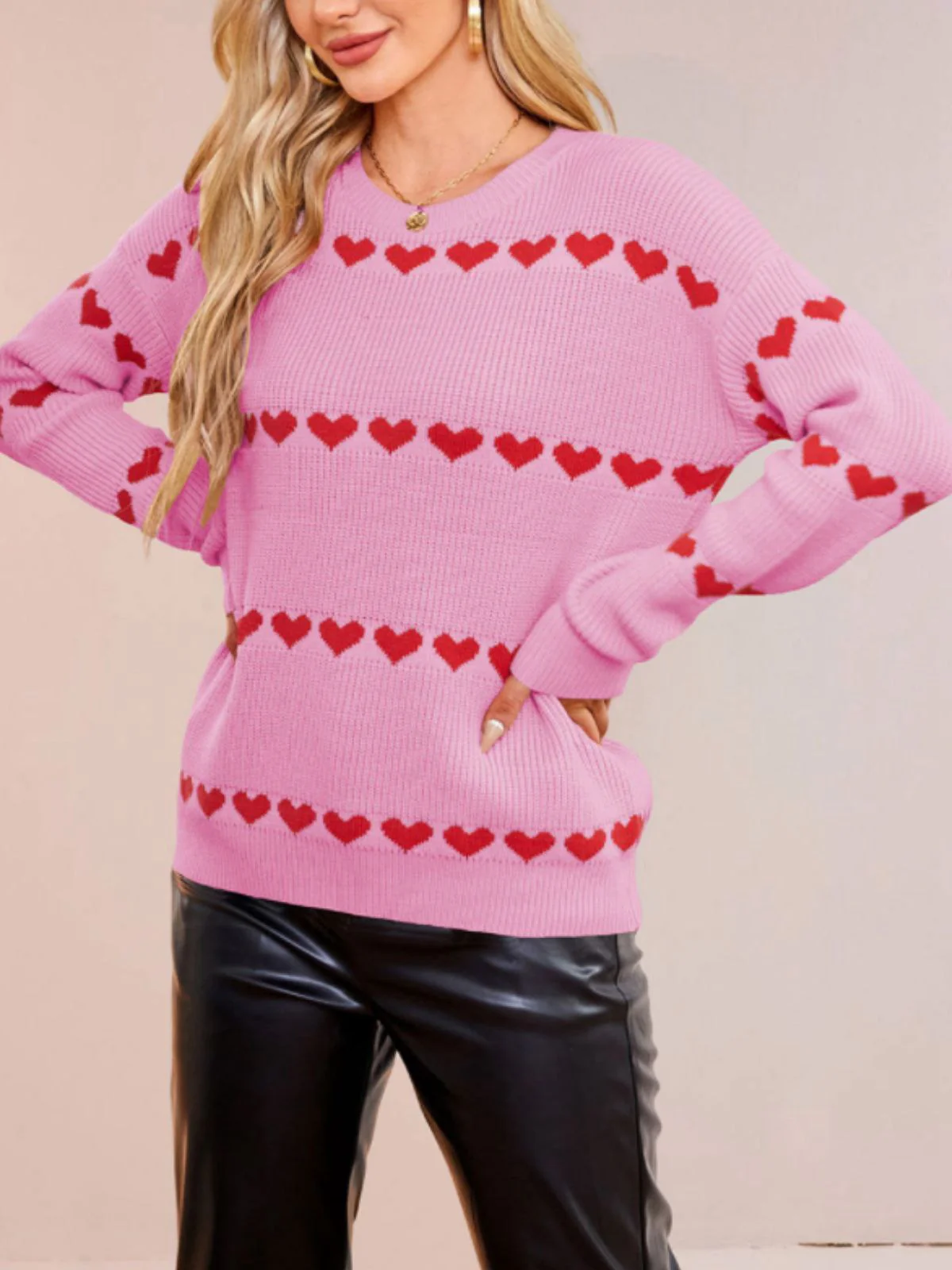 1940s Valentine's Day Heart Knitted Sweater - Image 6