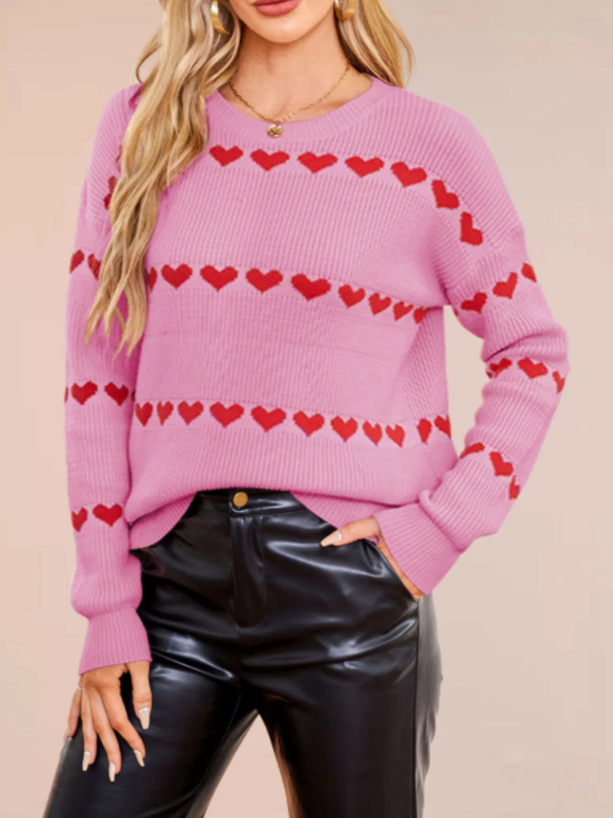 1940s Valentine's Day Heart Knitted Sweater - Image 7