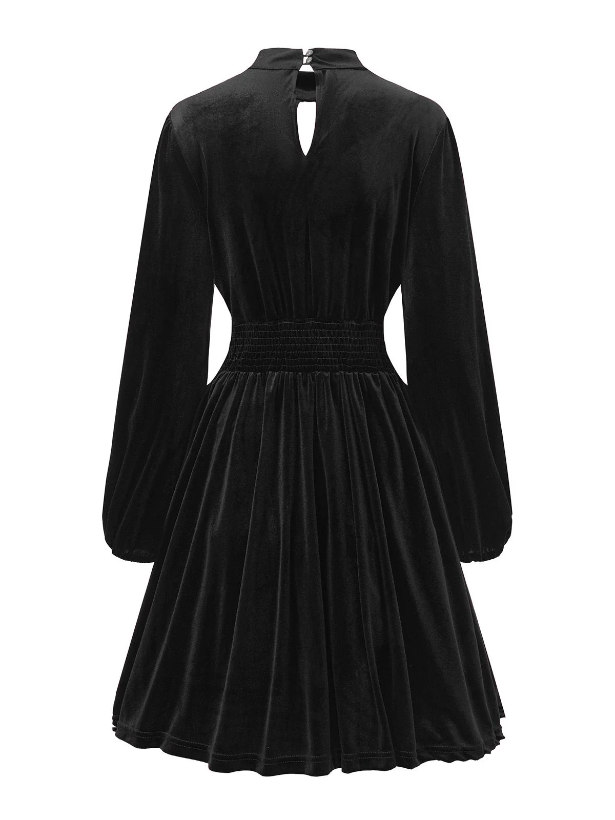 1940s Velvet Cutout Pleated Lantern Sleeve Dress - Image 10