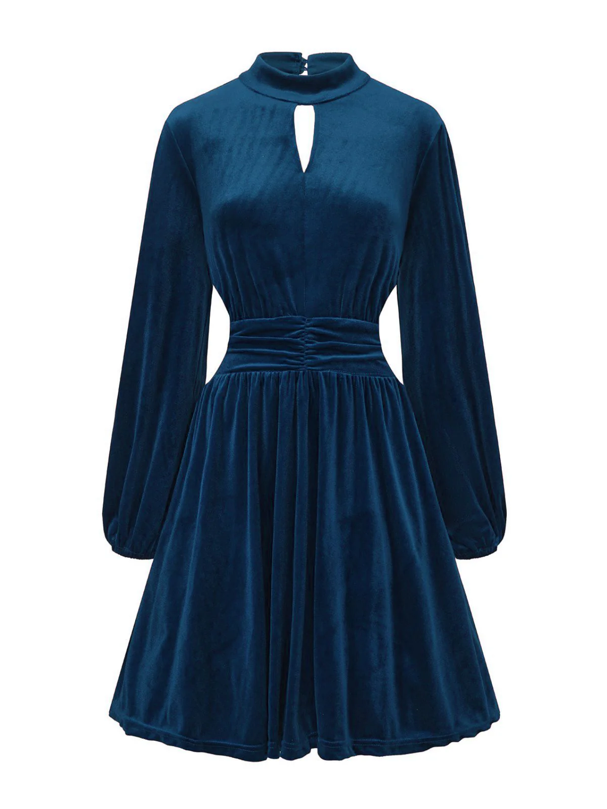 1940s Velvet Cutout Pleated Lantern Sleeve Dress - Image 11