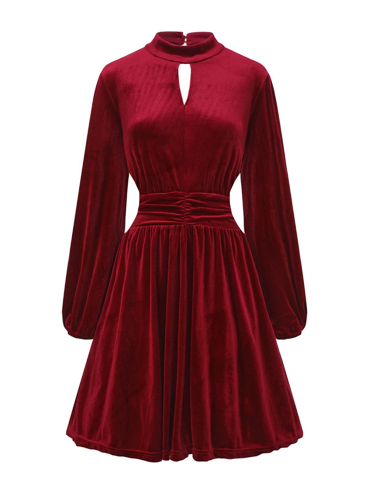 1940s Velvet Cutout Pleated Lantern Sleeve Dress - Image 2