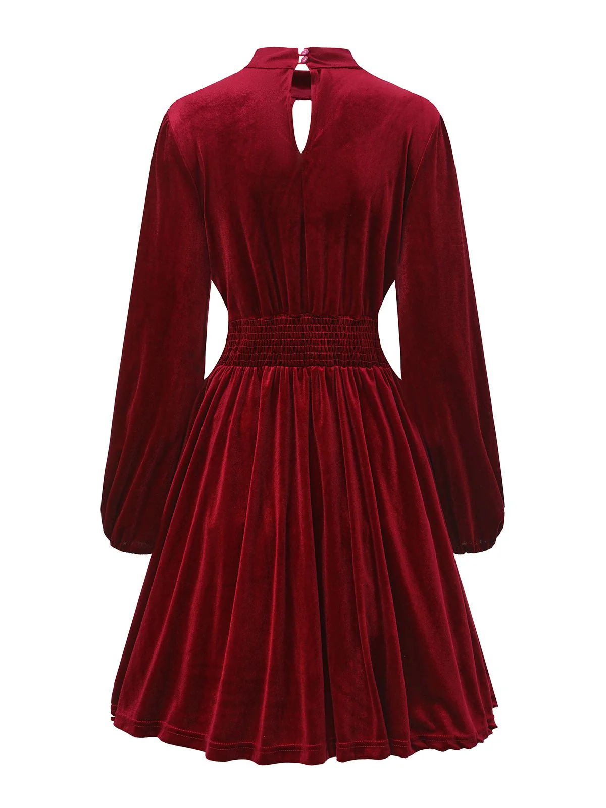 1940s Velvet Cutout Pleated Lantern Sleeve Dress - Image 3